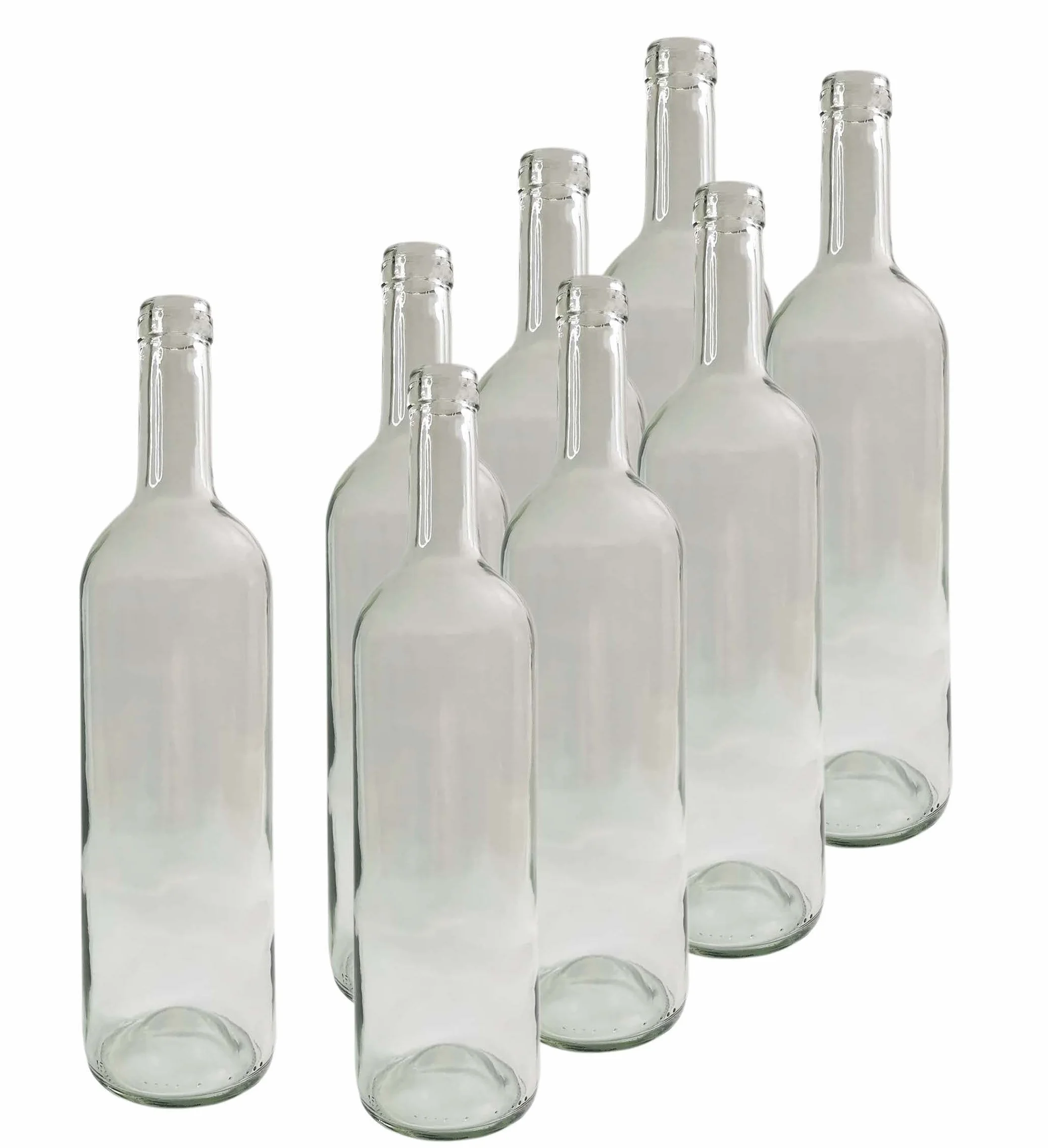 DIAH - butelki do wina ze szkła bordowy 0,75 l (750 ml) do produkcji wina domowego (8 x przezroczyste butelki wina)