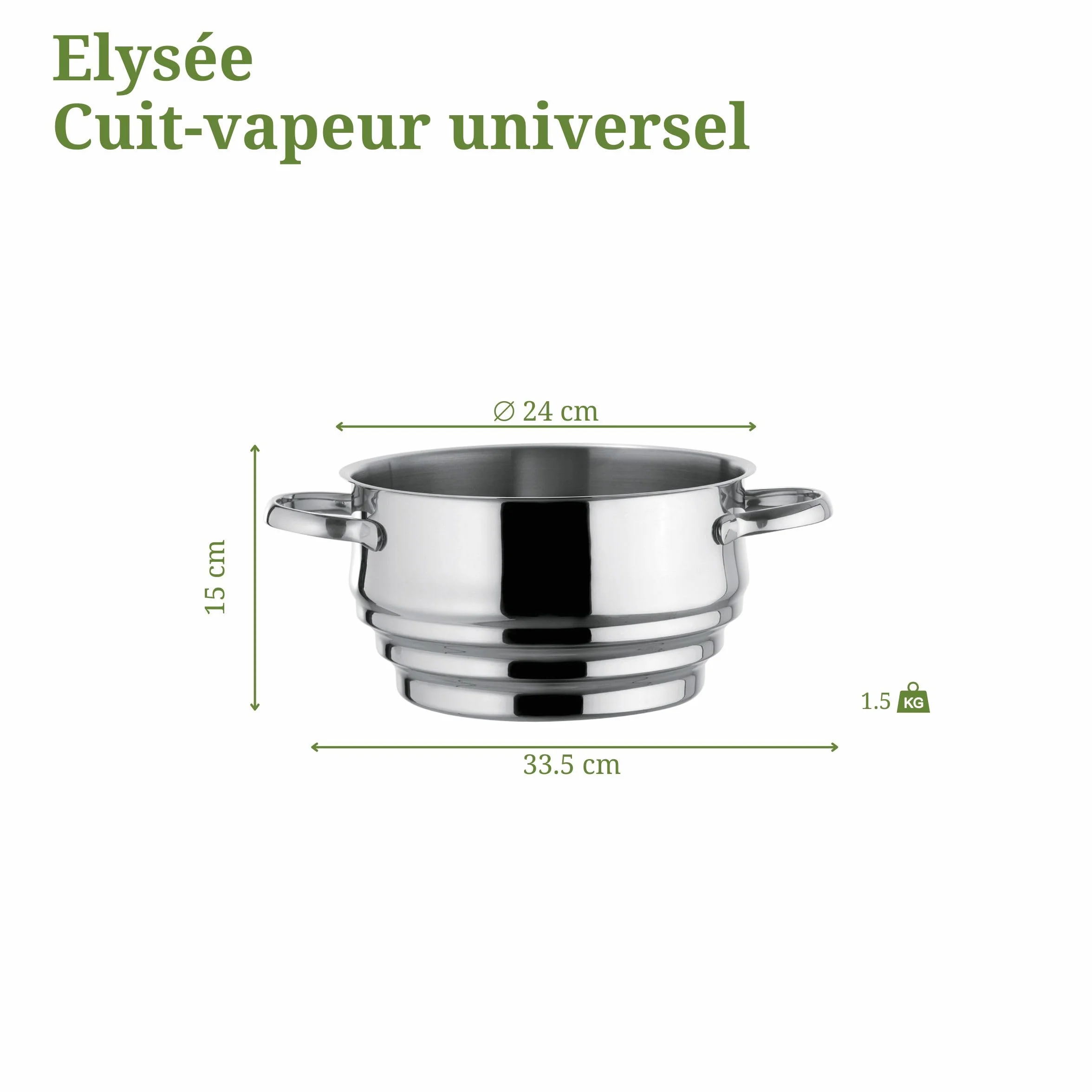 Cuisinox Elysée C61500WX13892 uniwersalny parowar, 20/22/24 cm, stal nierdzewna