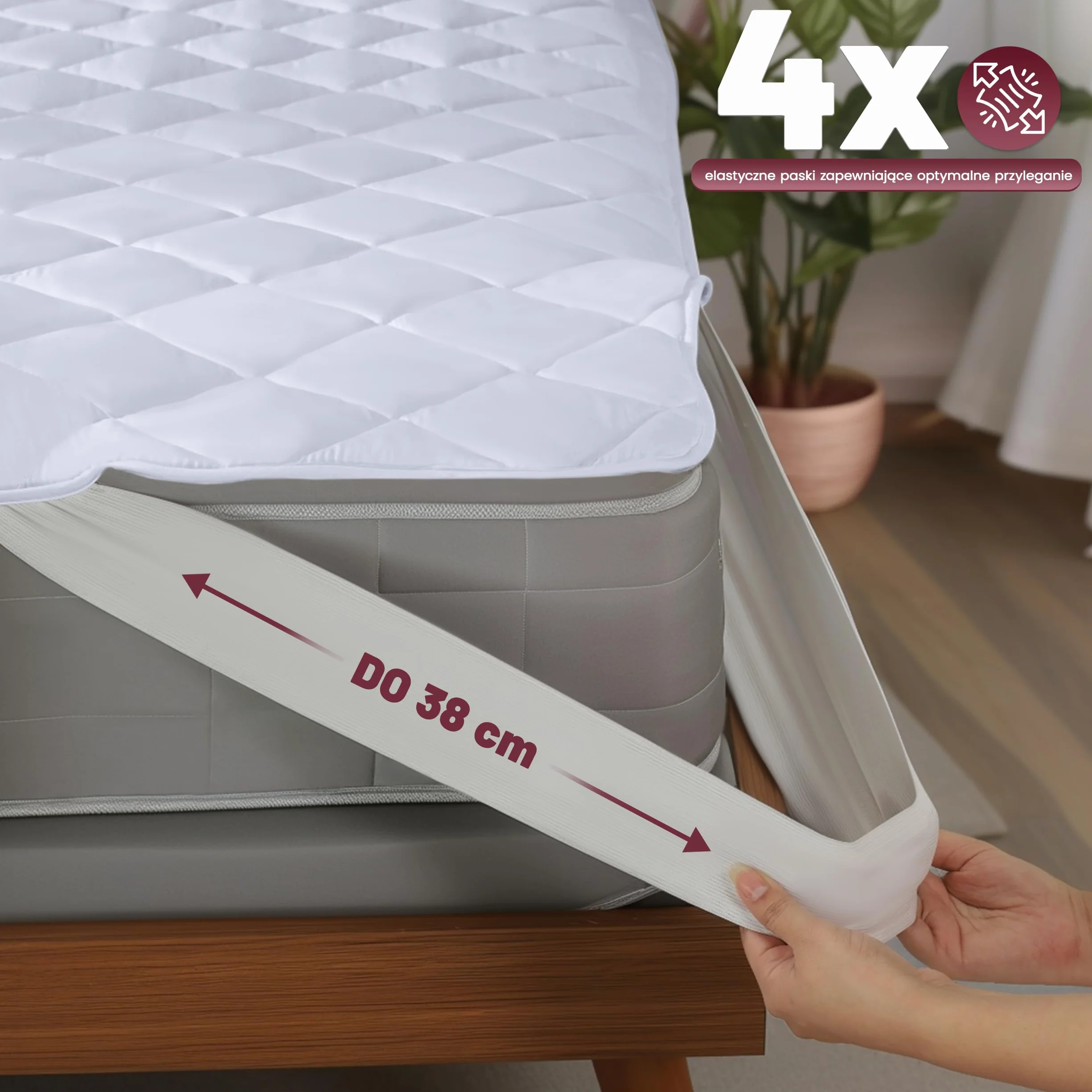 Utopia Bedding Quilted Mattress Pad 90x190 cm, ochraniacz na materac z elastycznym paskiem, pokrowiec na materac o głębokości do 38 cm (biały)