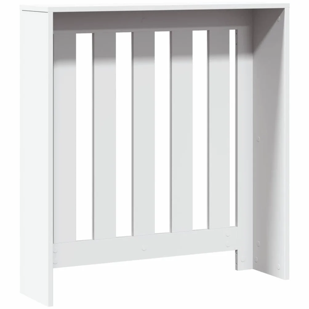 Osłona grzejnika, biała, 78 x 20 x 82 cm, drewno inżynieryjne - osłona grzejnika, nowoczesna płyta MDF, pionowe lamele drewniane, dekoracyjna szafka do salonu, sypialni, przedpokoju, duża
