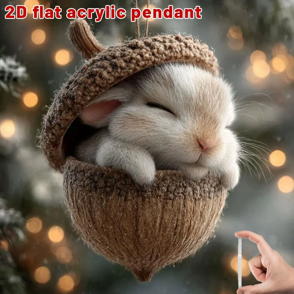 Ozdoby żołędziowe ze zwierzętami, 6-pak lis i sowa dekoracje choinkowe, rustykalne ozdoby akrylowe do całorocznej dekoracji domu, akcenty na półkę i wieniec, wyjątkowy prezent dla miłośników zwierząt