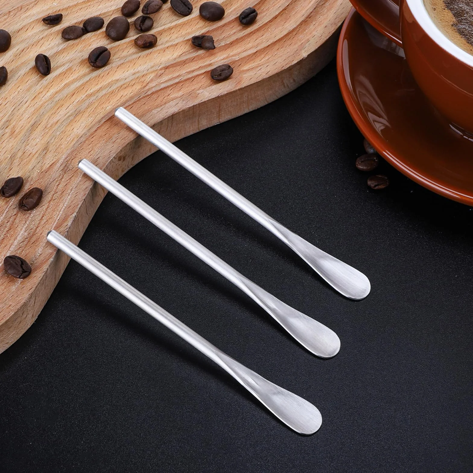 6 sztuk małych łyżeczek do espresso ze stali nierdzewnej, łyżeczki do espresso, kawa, mini srebrne, 13 cm, z długim uchwytem, do kuchni, baru i na imprezę