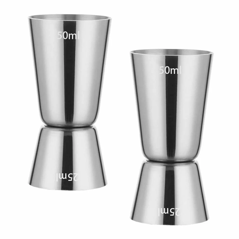 Tęczowa Powłoka ze Stali Nierdzewnej 304 Miarka Jigger Bar Craft 25/50 ml Podwójna Miarka Kubek do Baru na Imprezę Wino Koktajl Shaker (2 x 25-50 ml)
