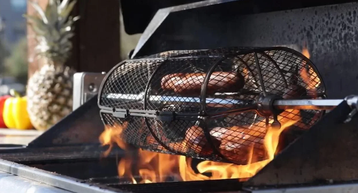onlyfire BRK-6039 Uniwersalny kosz do grilla na orzeszki ziemne, frytki pasuje do każdego gazowego grila z rożnem do grillowania