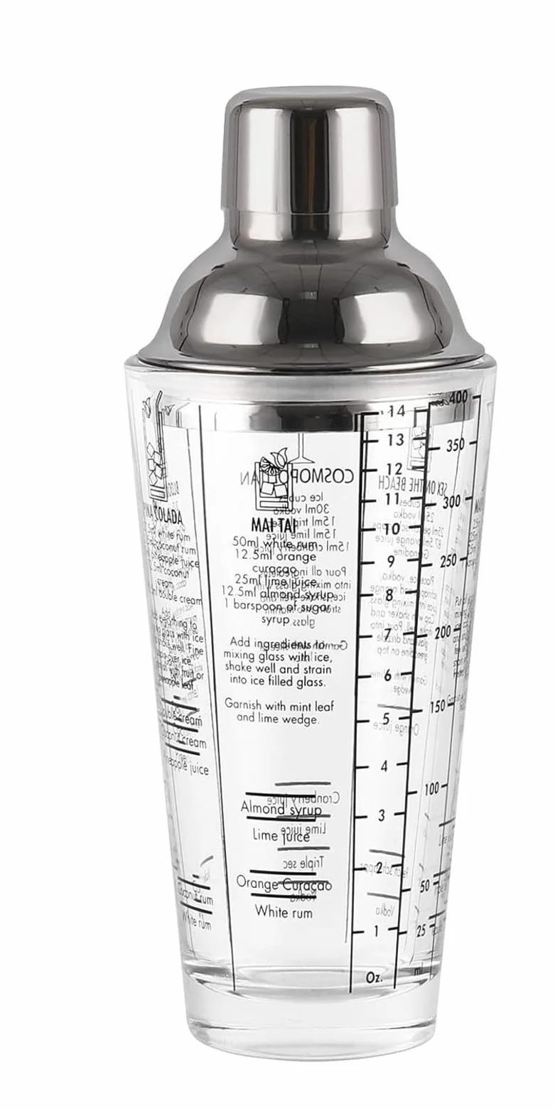 Shaker do koktajli, 400 ml, ze stali nierdzewnej, szklany shaker do koktajli, shaker Martini Shaker + mikser z sitkiem, mikser do koktajli, akcesoria barowe