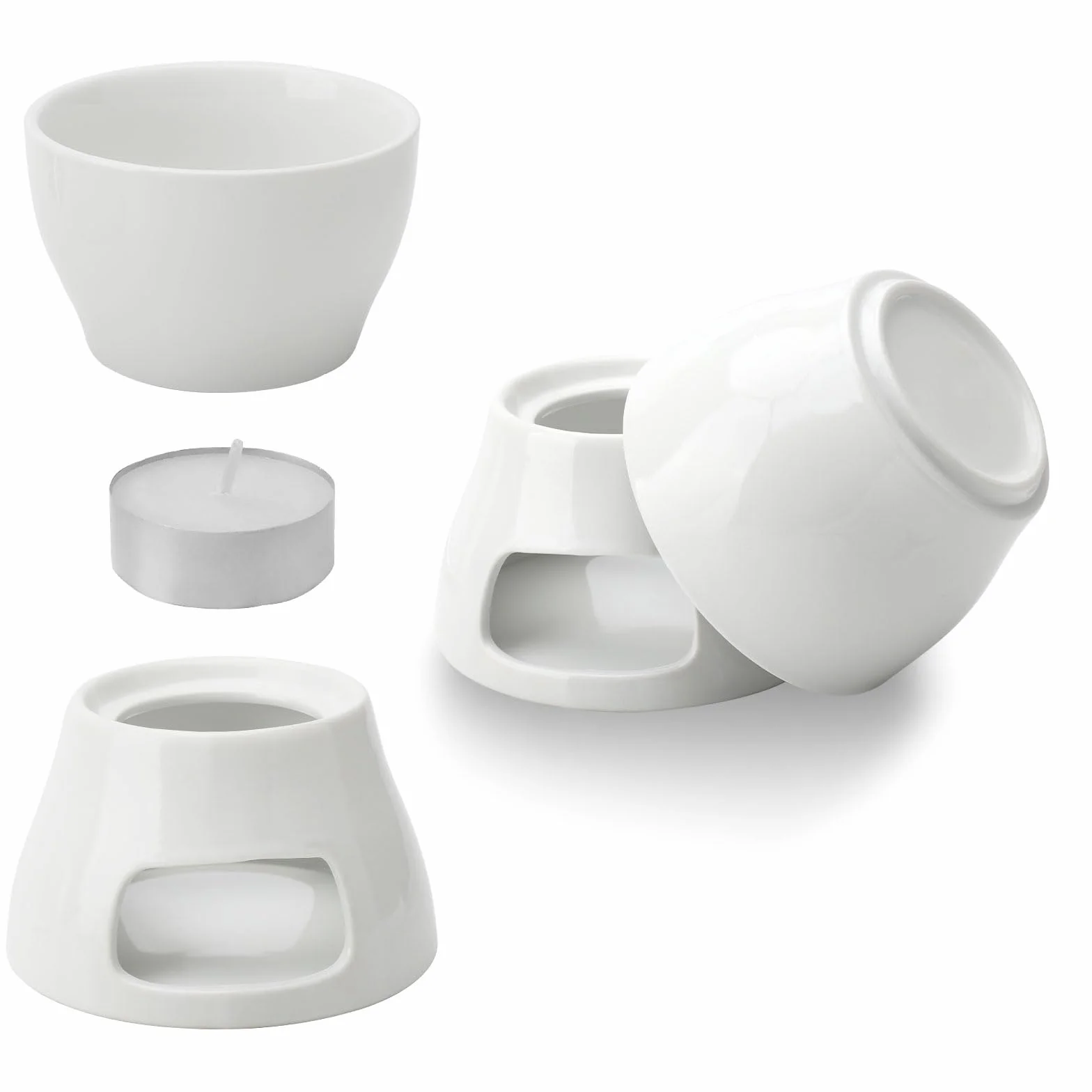 DAWRIS Ceramiczny zestaw do fondue czekoladowego Fondue czekolada Czekoladowe fondue, Miska ceramiczna z uchwytem na świeczkę i 4 widelcami, Czekoladowy zestaw do fondue do czekolady sera fondue