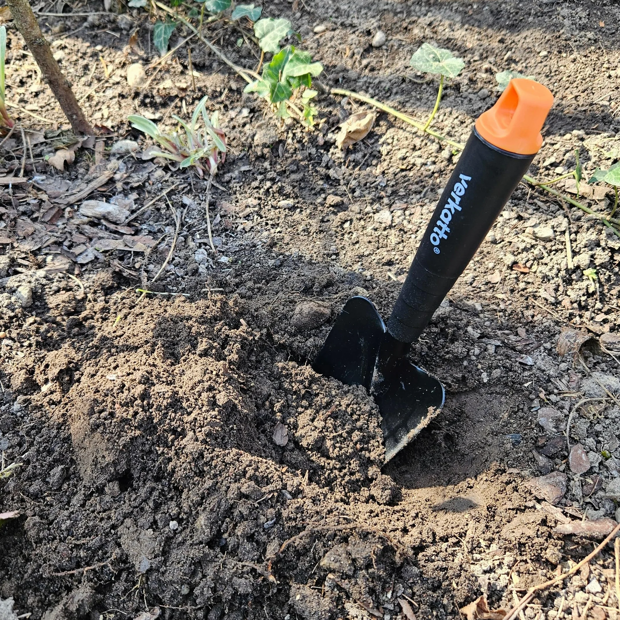 Mivos Łopatka do kwiatów z metalu do sadzenia i przesadzania – mała kielnia ogrodowa, na balkon, ręczna szufla do prac ogrodowych, łopatka o szerokości roboczej 8 cm