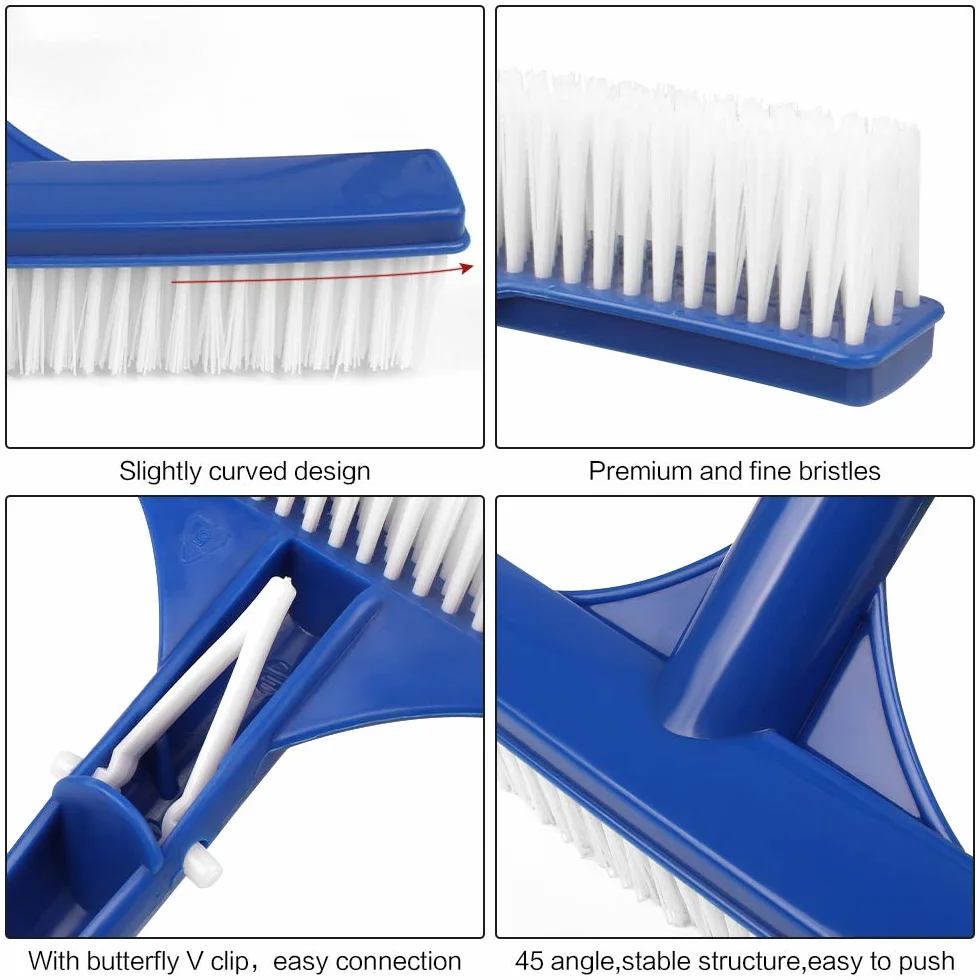Szczotka do basenu 2 szt. 25 cm trwała plastikowa szczotka do basenu czyszczenie głowicy brudu mech do basenów wanien ścian płytek podłogi staw spa gorąca wiosna niebieski