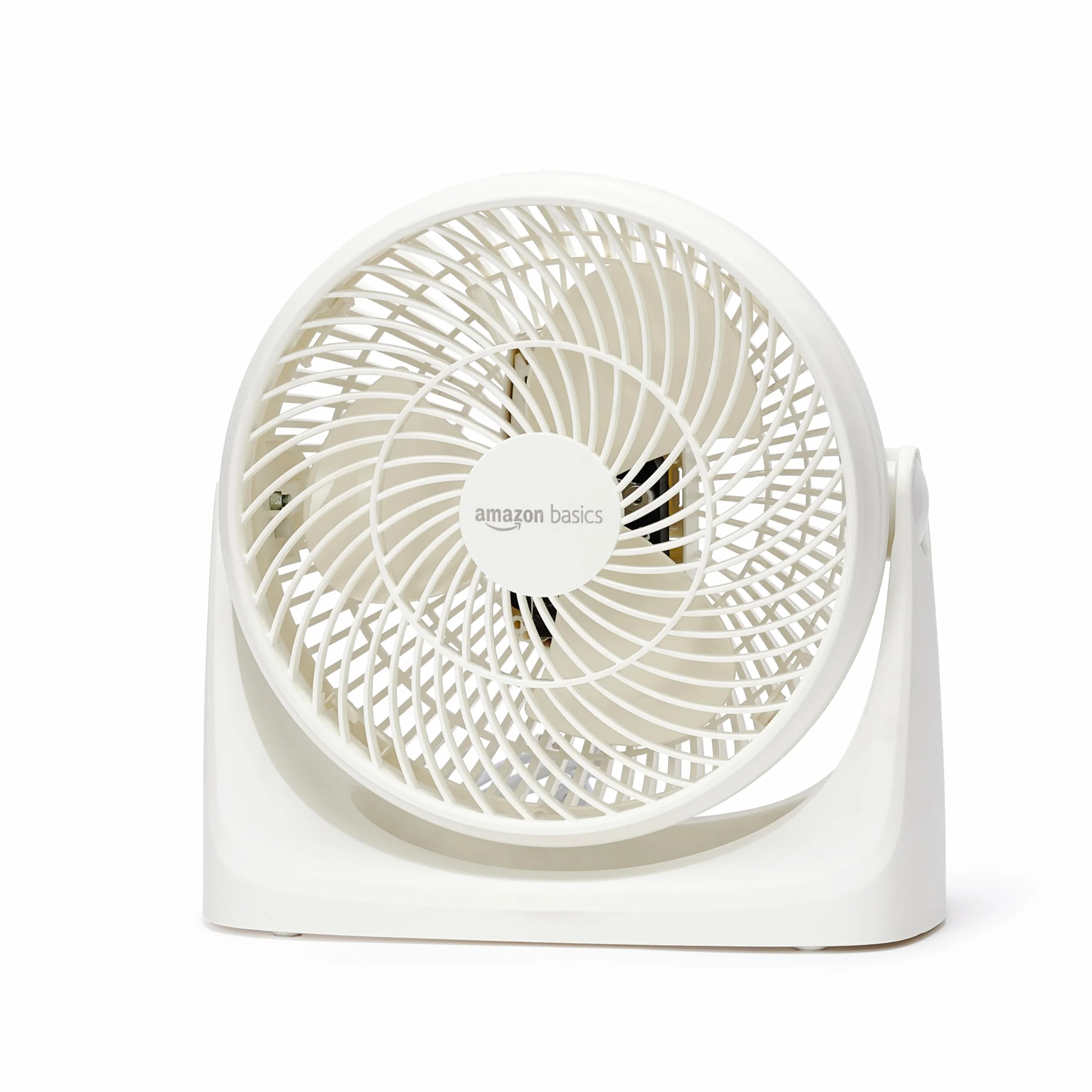 Amazon Basics Przenośny Wentylator Biurkowy, 18 cm, Chłodzenie o Niskim Poziomie Hałasu, 3 Prędkości, Regulacja Kąta w Zakresie 90°, Biały, 15,49 × 27,3 × 27,69 cm
