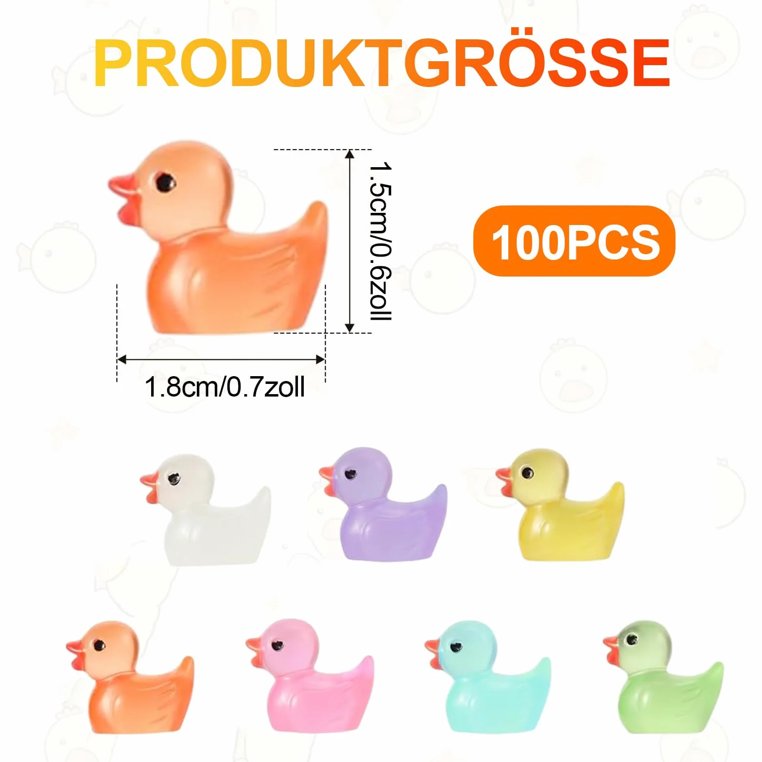 Mini Kaczki z Żywicy Świecące Figurki do Akwarium 100 Sztuk