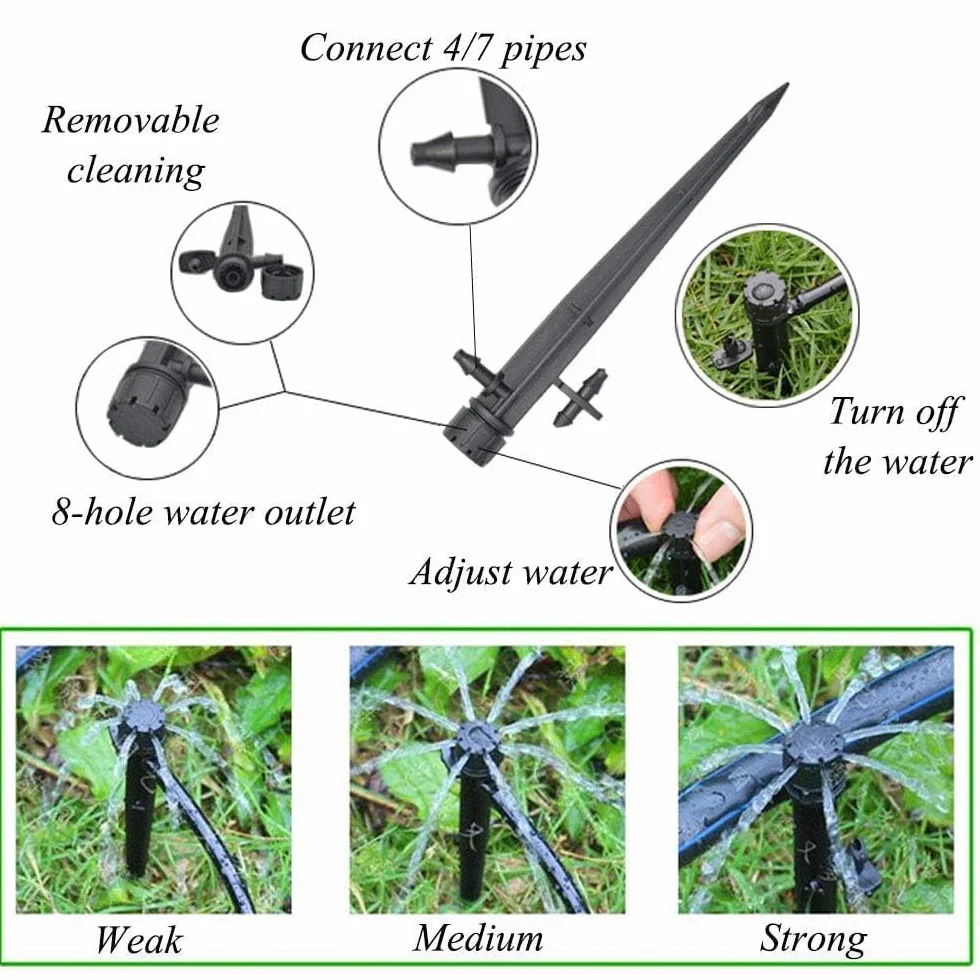100 szt. system nawadniania Drippers with Connector Fit 1/4 (4 – 7 mm) Tube Water Flow Irrigation System nawadniania Black