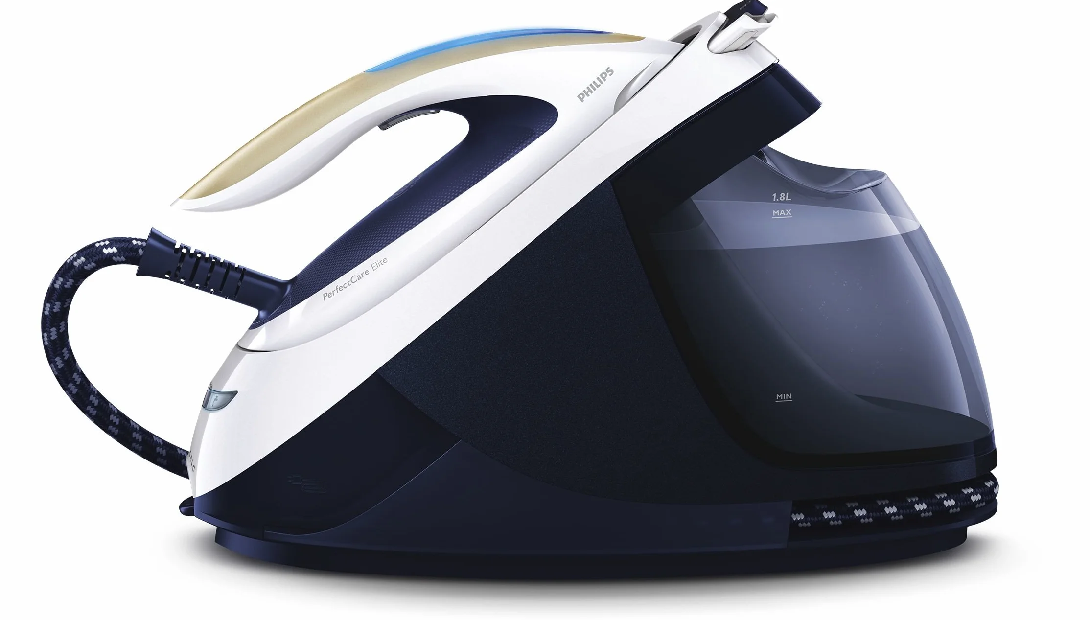Philips PerfectCare Elite Generator Pary- 2700 W, Silne Uderzenie Pary Do 520 g, 7,5 Bara, Technologia OptimalTEMP, Tryb ECO, Pompka T-ionicGlide, Niebiesko-Biały (GC9635/20)