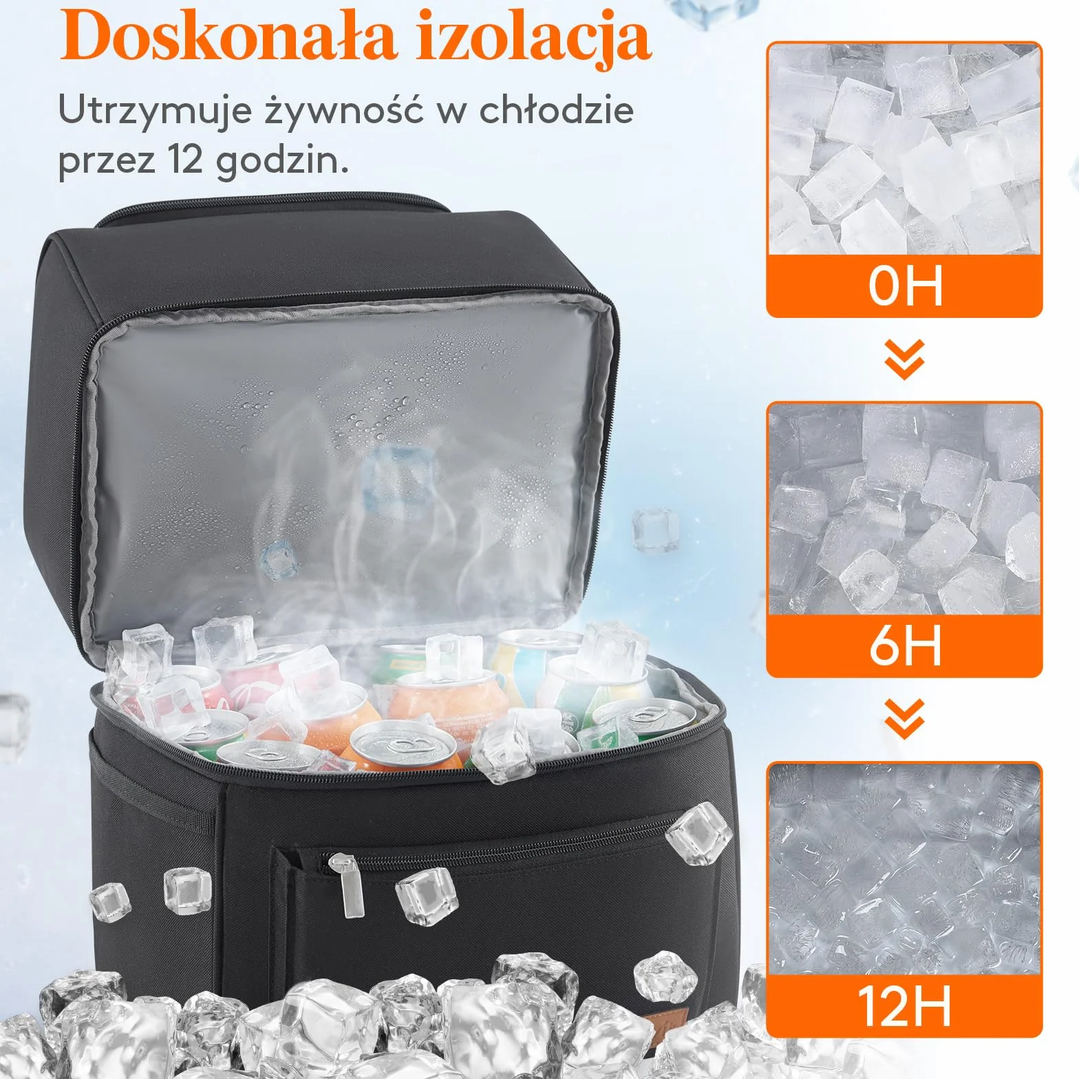 Lifewit 21l 30-puszek Izolowana Torba Chłodząca Plecak Termiczny Torba Na Lunch, Torba Szczelna Podwójna Plecak chłodzący Na Żywność Dla Mężczyzn Kobiet Matek Na Lunch/piknik/zakupy/podróż,Czarny