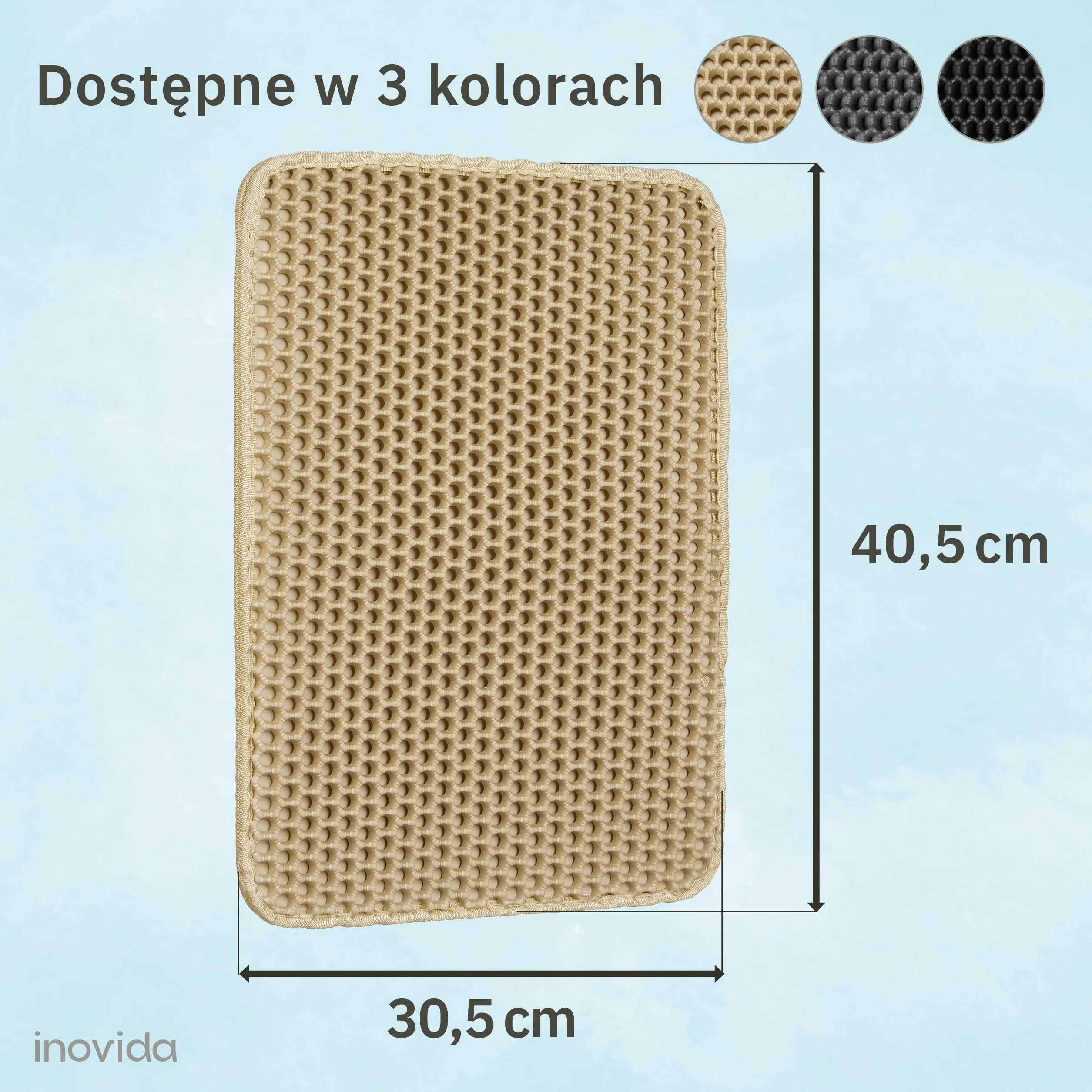 Mata do kuwety Inovida XS 30 x 40 cm beżowa dla kota