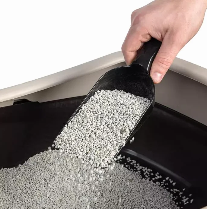 HAPPET Pełna Łopatka do Żwirku, Karmy i Materiałów Sypkich 24x8x6,5 cm Szara – Uniwersalna, Trwała i Łatwa w Czyszczeniu – Idealna do Kuwety oraz Zbrylającego, Drewnianego i Silikonowego Żwirku