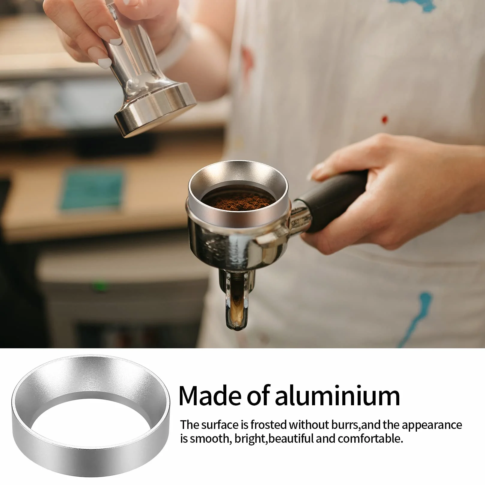YiPHomn Pierścień dozujący do kawy 51mm, lejek dozujący do espresso, akcesoria do uchwytów filtrów, lejek do napełniania ekspresu do kawy do filiżanki dokładnej ekstrakcji proszku kawy