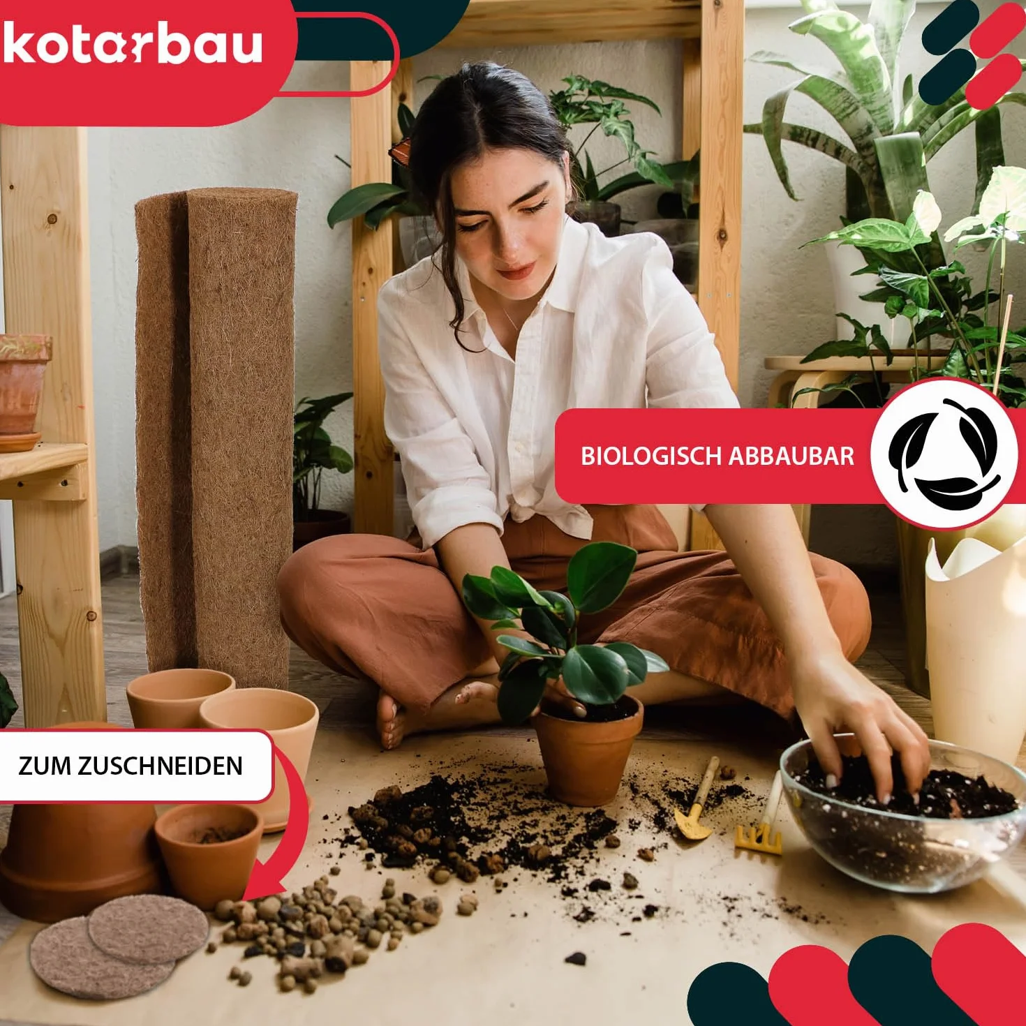 KOTARBAU® Mata Kokosowa Z Włókna Kokosowego Ogrodnicza Antychwastowa Uniwersalna Do Roślin Doniczek Rolka 80 X 200 CM