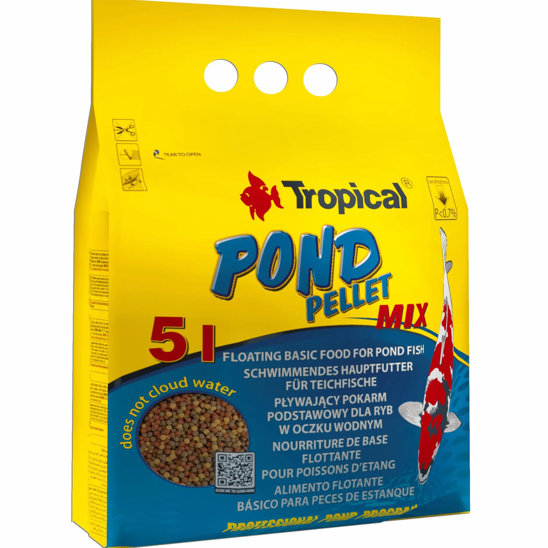 Pływający pokarm podstawowy dla ryb w oczku wodnym POND PELLET MIX 5L / 650g worek