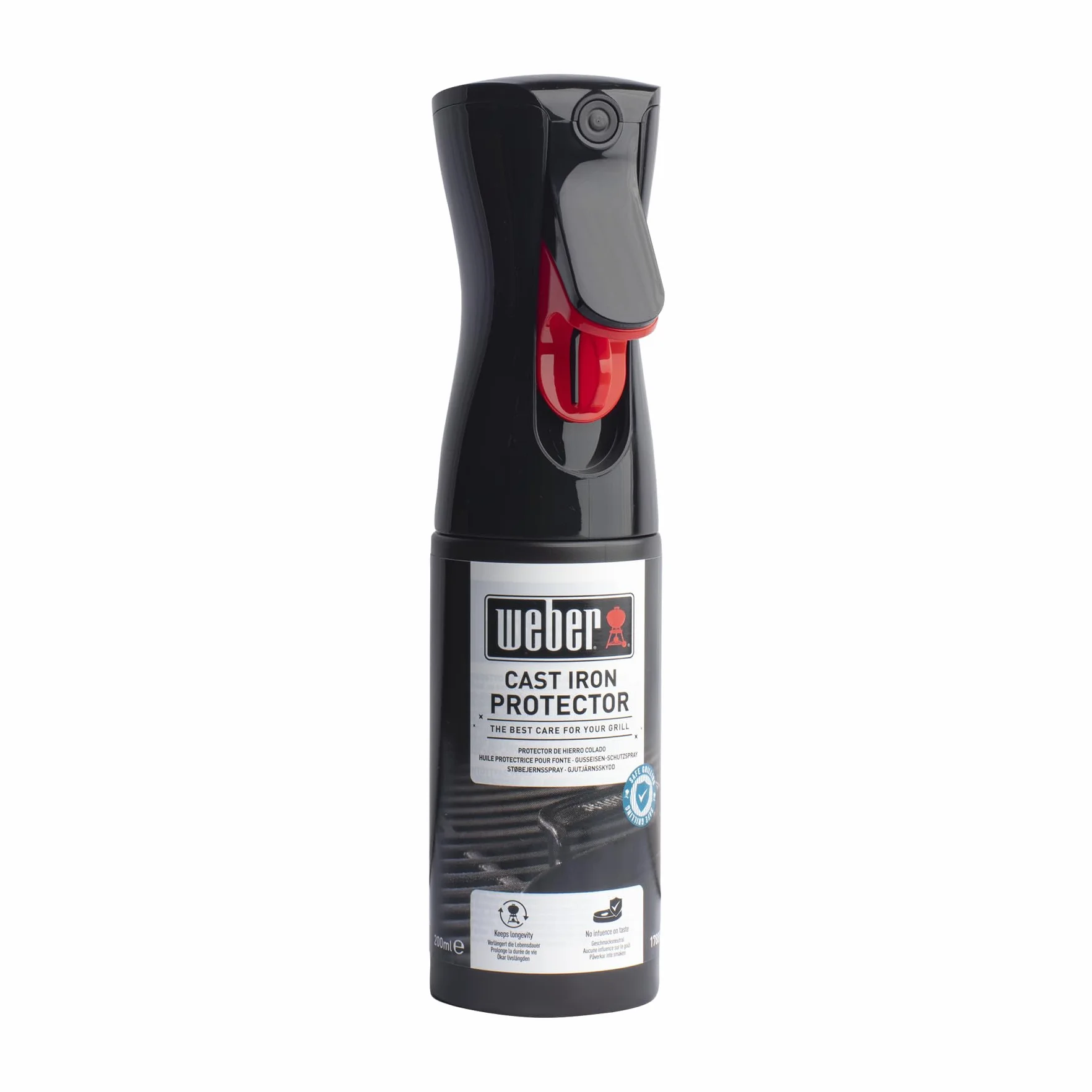 Weber Spray ochronny do żeliwa 200ml, delikatny spray mgiełkowy, Chroni ruszty grillowe i inne elementy żeliwne przed rdzą, Bez substancji szkodliwych, Neutralny w smaku (17889)