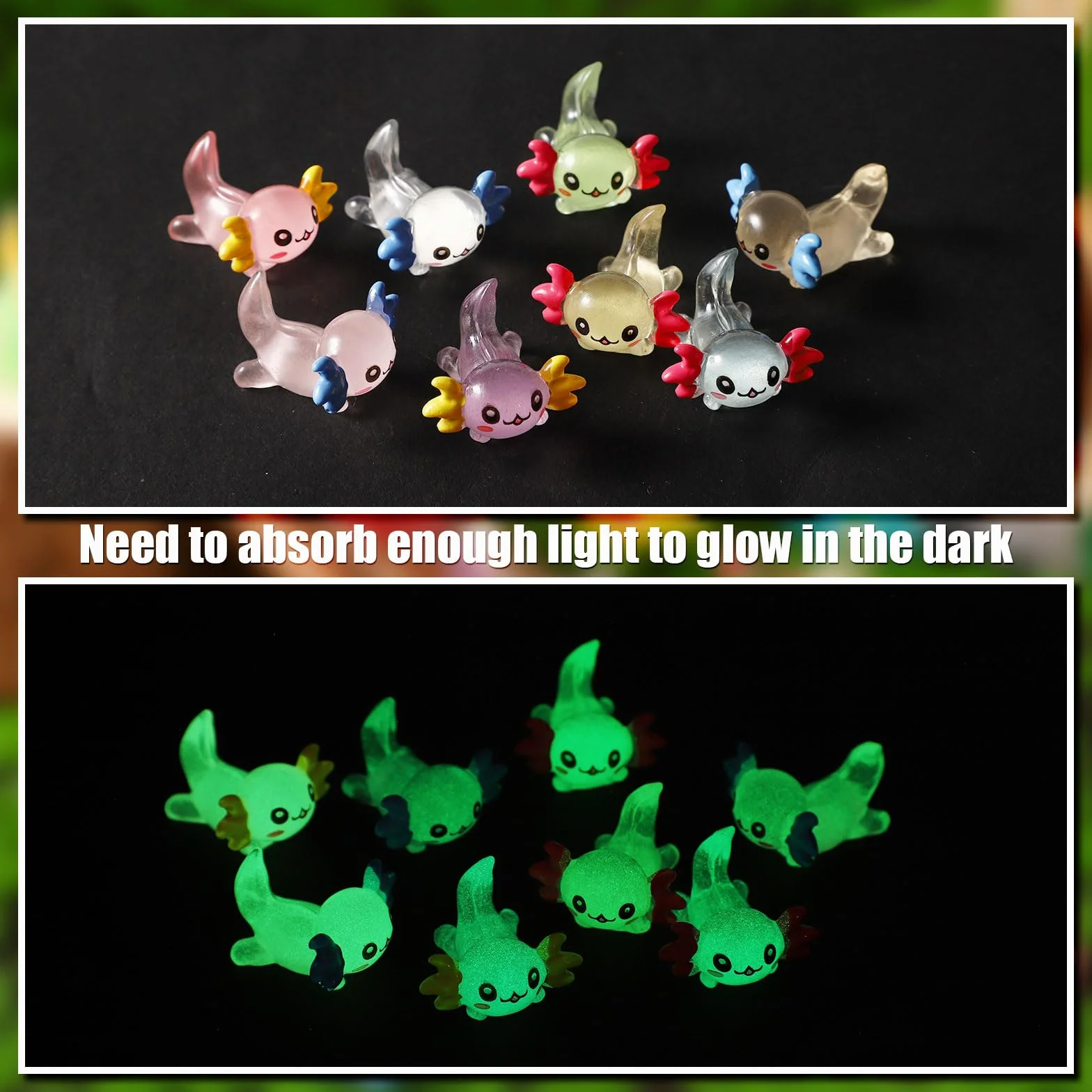 24szt Miniaturowy Aksolotl z Zywicy, 3 Style Male Miniaturowe Figurki Aksolotla Mala Ozdoba Aksolotla Male Zawieszki do Majsterkowania Ogrodu Krajobrazu Domku dla Lalek Dekoracji