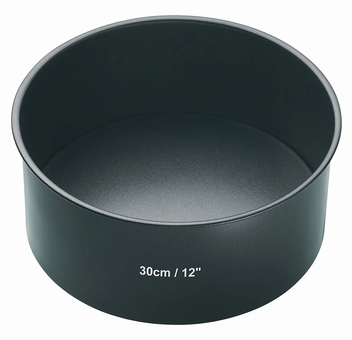 MasterClass Głęboka forma do ciasta z wyjmowanym dnem, z powłoką nieprzywierającą bez PTFE, PFOA i BPA, stal węglowa 1 mm, duża okrągła forma 12 cali, 30 cm, szara
