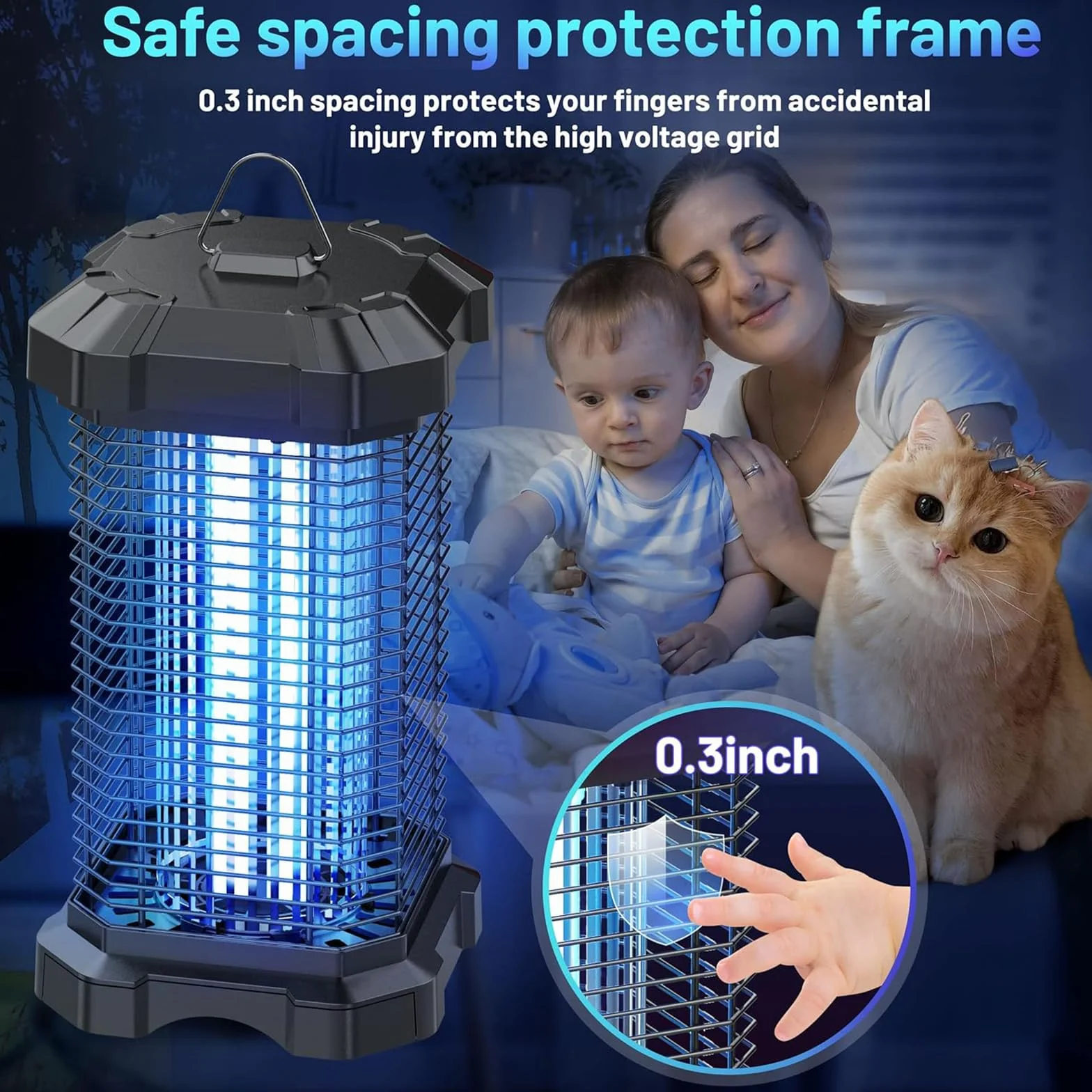 Lampa Przeciwkomarowa 4200V, Elektroniczna Pułapka na Komary, Muchy i Owady, 18W Światło UV do Wnętrz i Na Zewnątrz, Lampa na Moskity