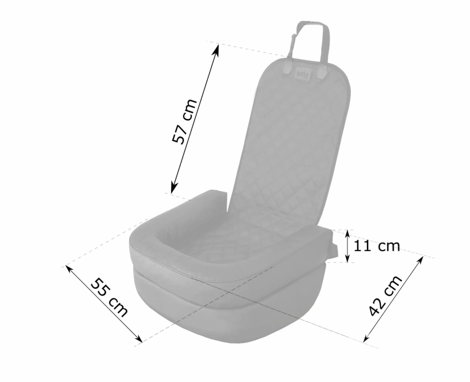 PillowPrim Siedzisko samochodowe dla psa 42 x 55 cm czarny Oxford