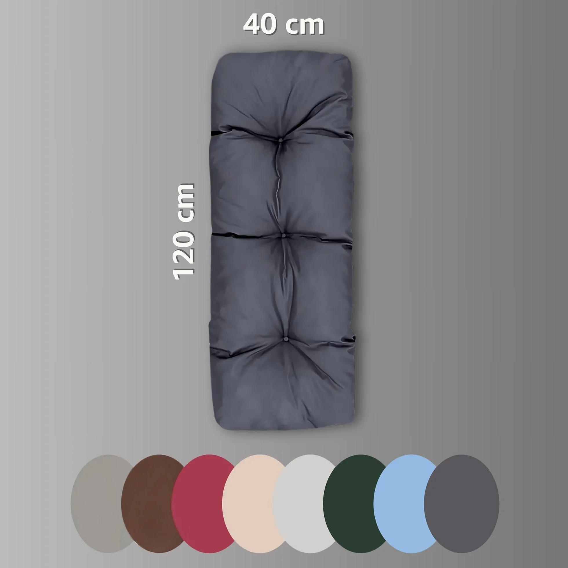 Poduszka ogrodowa na palete szara 40x120 eko-len 02 + czarny wigofil