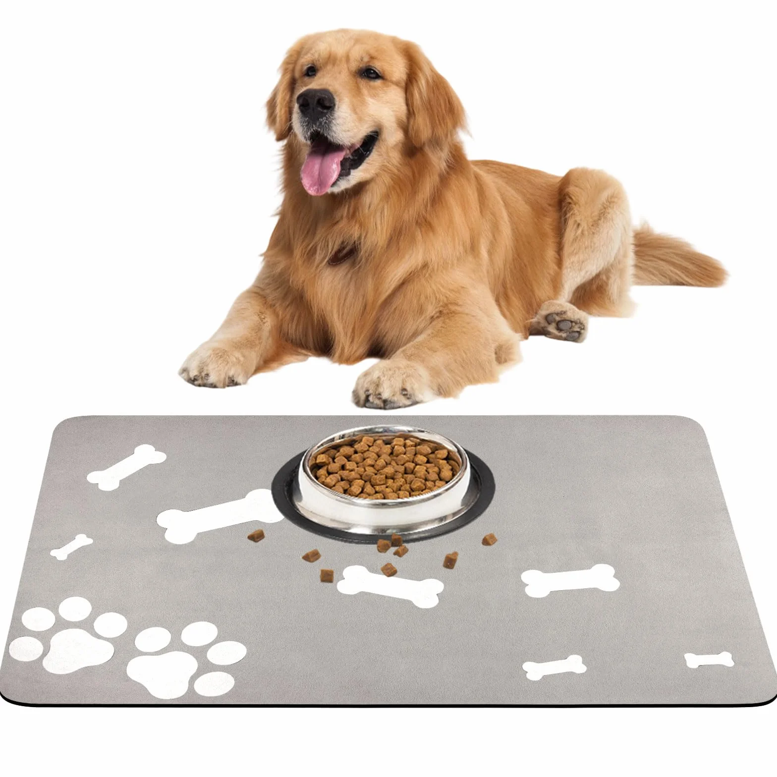 Alfombra Comedero Perro Superabsorbente 40x60 cm Antideslizante Tapete de Comida