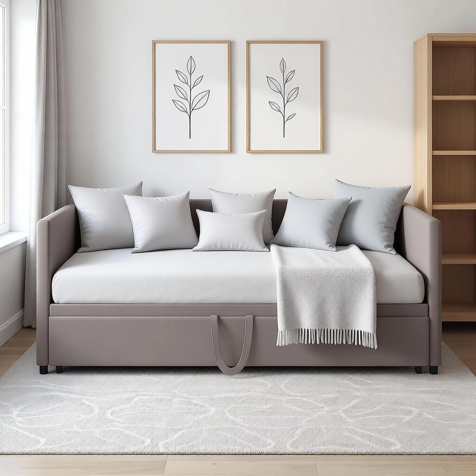 Sofa z funkcją spania, 90/180 x 200 cm, pojedyncze łóżko dzienne, rozkładane, na tej samej wysokości, z łóżkiem dla gości, 2-osobowa sofa z funkcją spania, łóżko dzienne, łóżko młodzieżowe