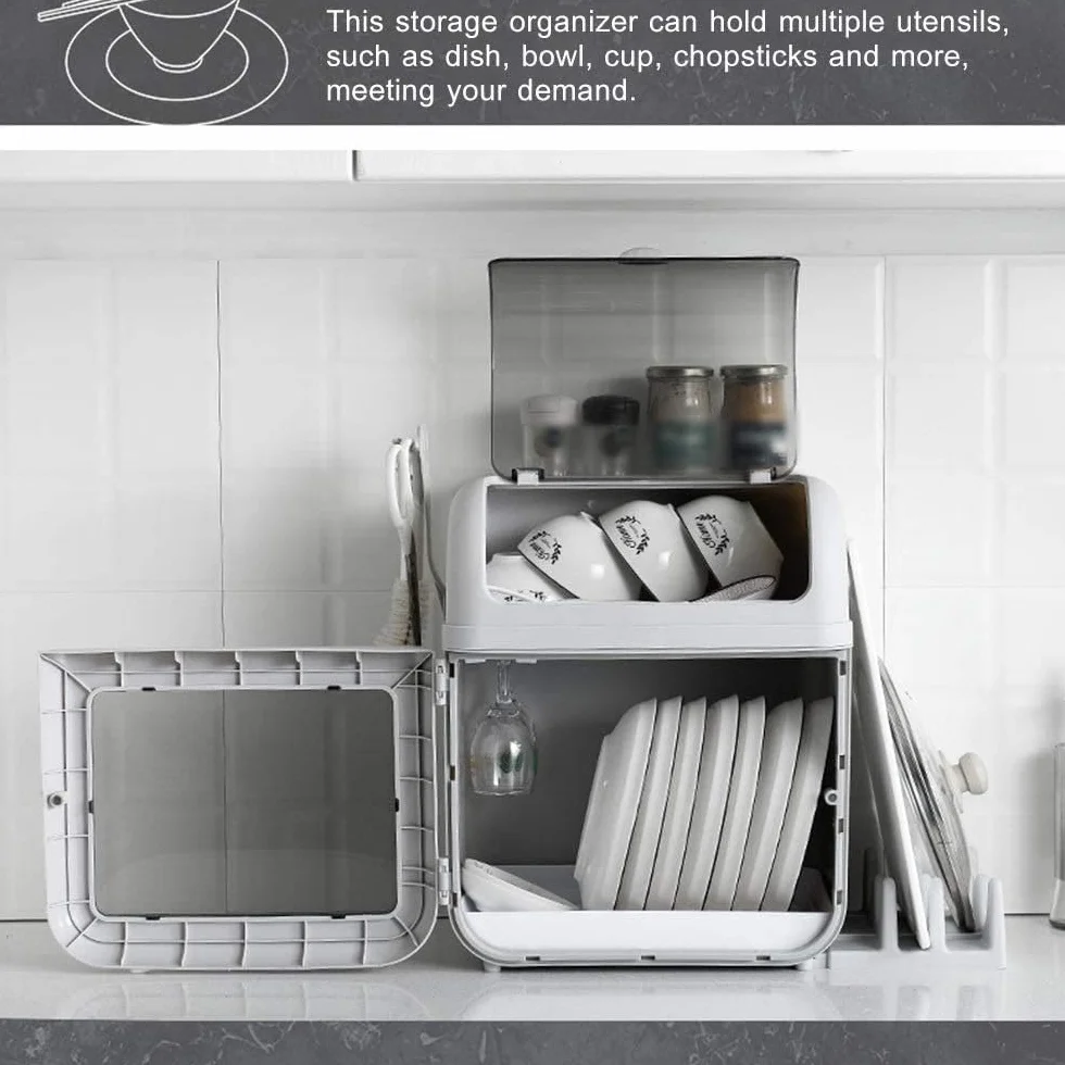 Stojak do suszenia Naczyń Suszarka Kuchenna Organizer Do Przechowywania Naczyń Ociekacz Do Naczyń Uchwyt Na Przybory Z Pokrywką Uchwyt Na Deskę Do Krojenia Ociekacz do Naczyń (Color : Grey)