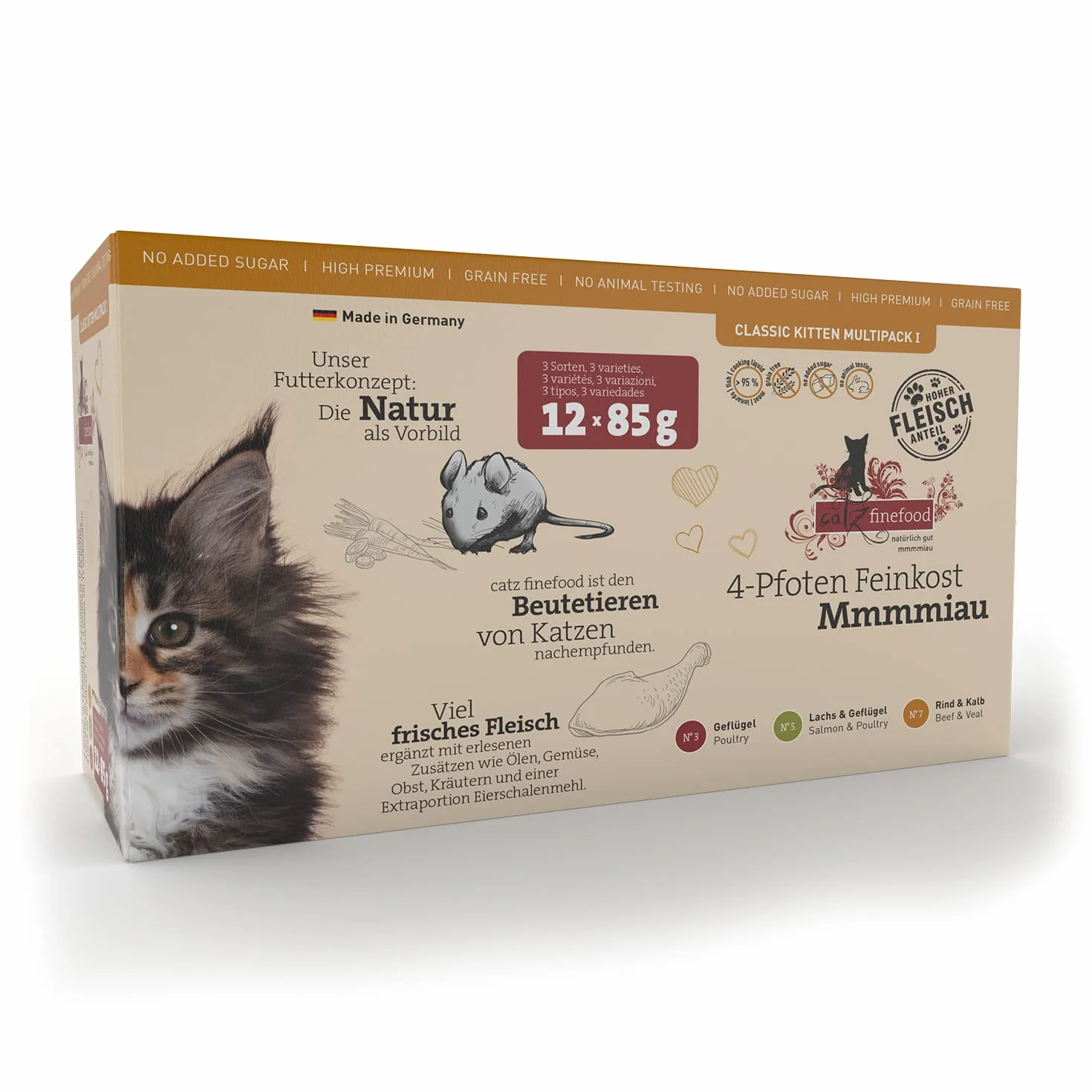 Catz Finefood Kitten Multipack mokra karma dla kotów bez zbóż 12 x 85 g