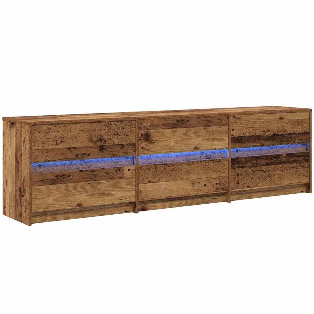 Rustykalna szafka pod telewizor brązowa, 180 x 34 x 50 cm, drewniana podstawka pod telewizor do salonu, centrum rozrywki z drzwiami przesuwnymi, konsola TV do sypialni, uniwersalna szafka na