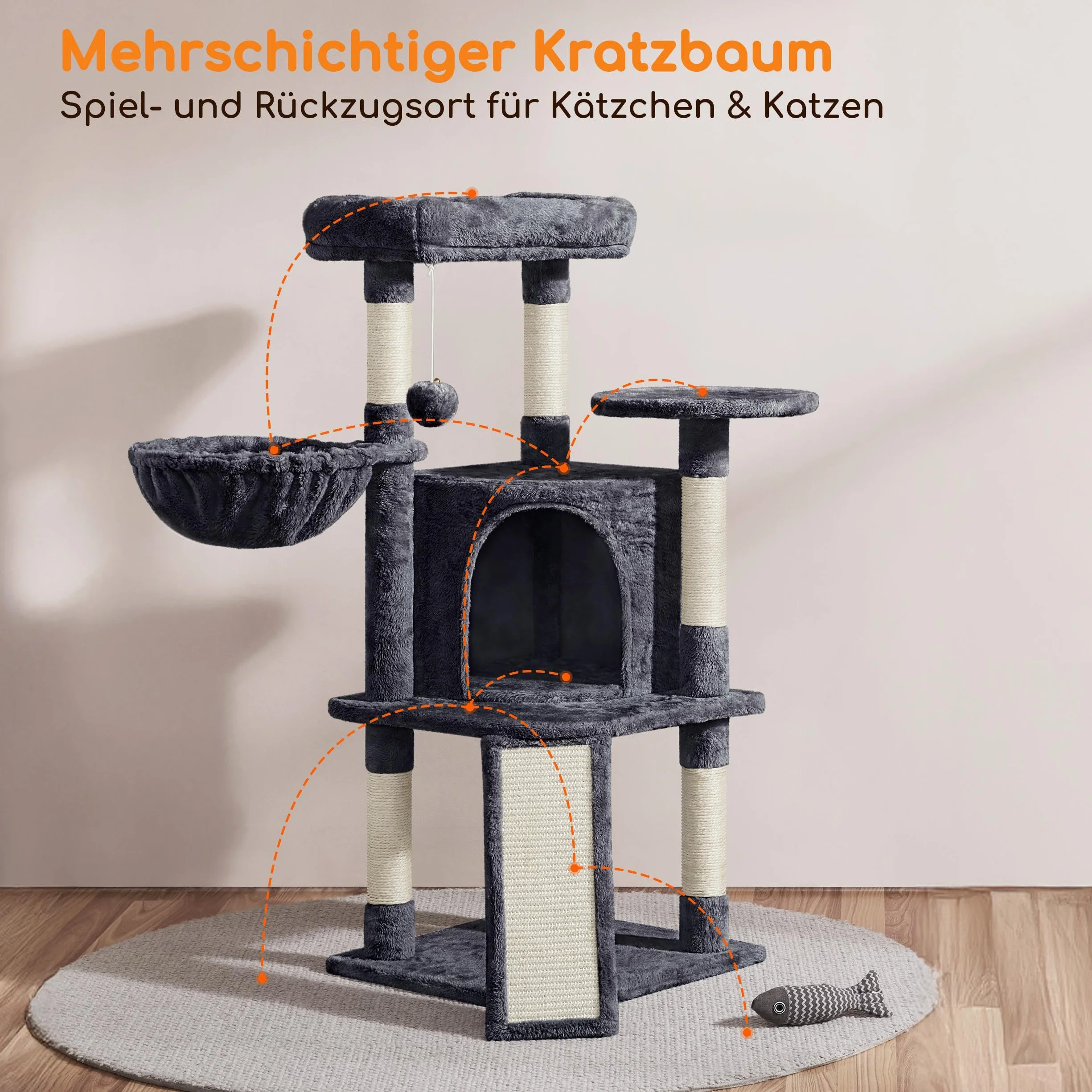 Yaheetech Kraztbaum stabilne drzewko dla kotów 107 cm