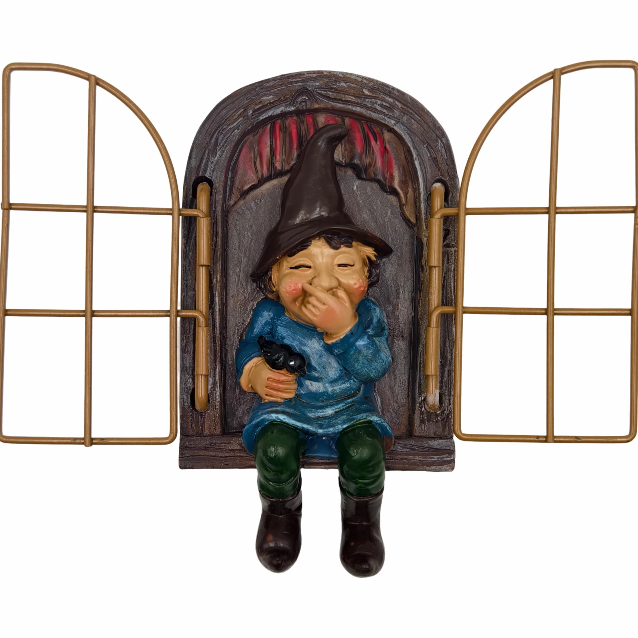 NIWWIN Garden Gnome, statua z żywicy 3D Ozdoby choinkowe, miniaturowa dekoracja statuy.Słodka figura statua Akcesoria ogrodnicze do wnętrz i na zewnątrz.Krzesło i grafika kreatywna w oknie (Female)