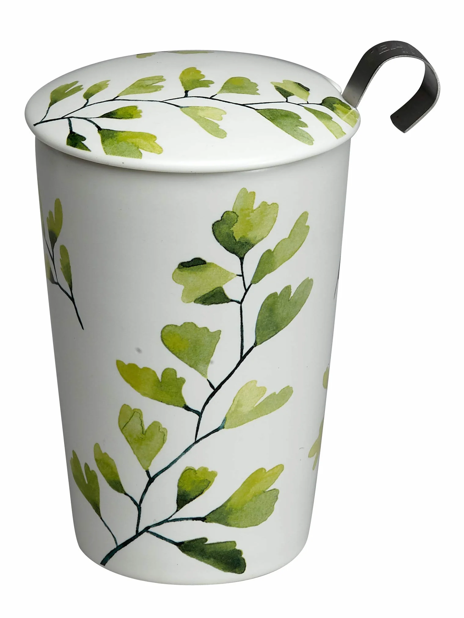 Eigenart TEAEVE Porcelanowa filiżanka do herbaty, kubek z sitkiem + pokrywką, Trees Gingko w pudełku prezentowym