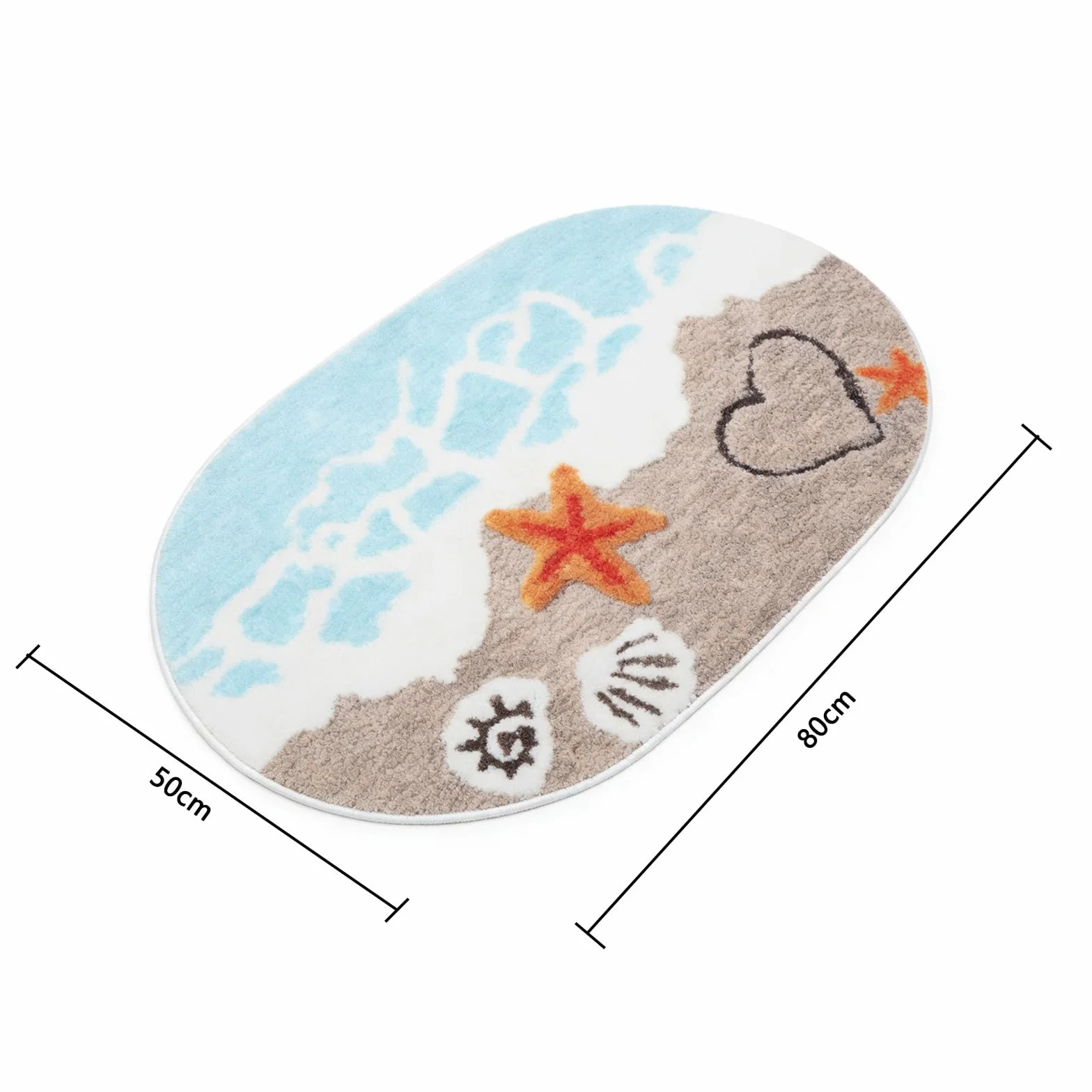 Antypoślizgowa mata łazienkowa 50 x 80 cm – miękki, puszysty dywanik łazienkowy z wzorem na lato, plażę, antypoślizgowa mata łazienkowa, nadaje się do prania, antypoślizgowy dywanik do