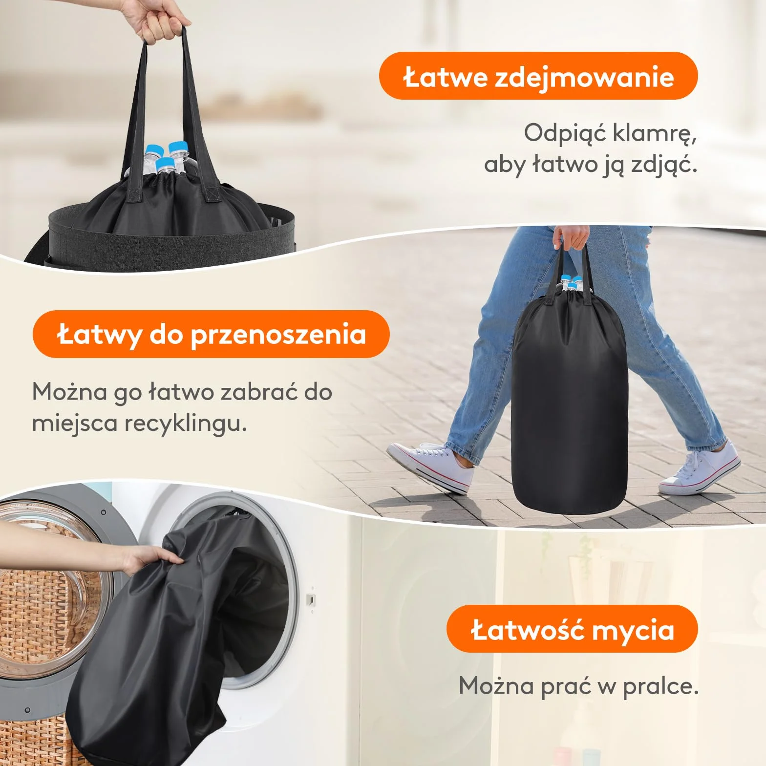 Lifewit 80L okrągły kosz na śmieci do kuchni i domu, duży 26-galonowy kosz na śmieci z pokrywką i wewnętrzną torbą wielokrotnego użytku, wysoki pojemnik na puszki, butelki, papier, plastik, czarny