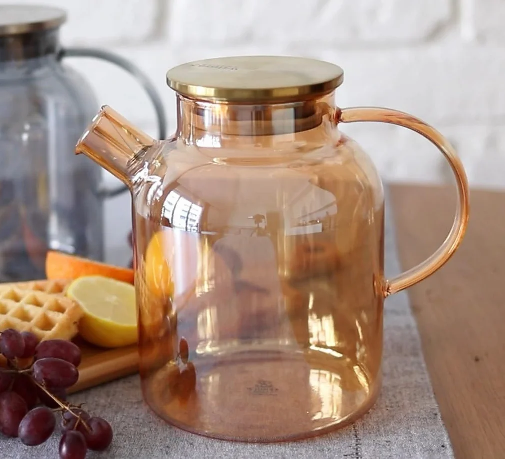 Wilmax szklany dzbanek do herbaty z pokrywką ze stali nierdzewnej – 1600 ml – zaparzacz do herbaty sypkiej – dzbanek szklany – dzbanek ze szkła odpornego na wysokie temperatury – Teapot – szklany