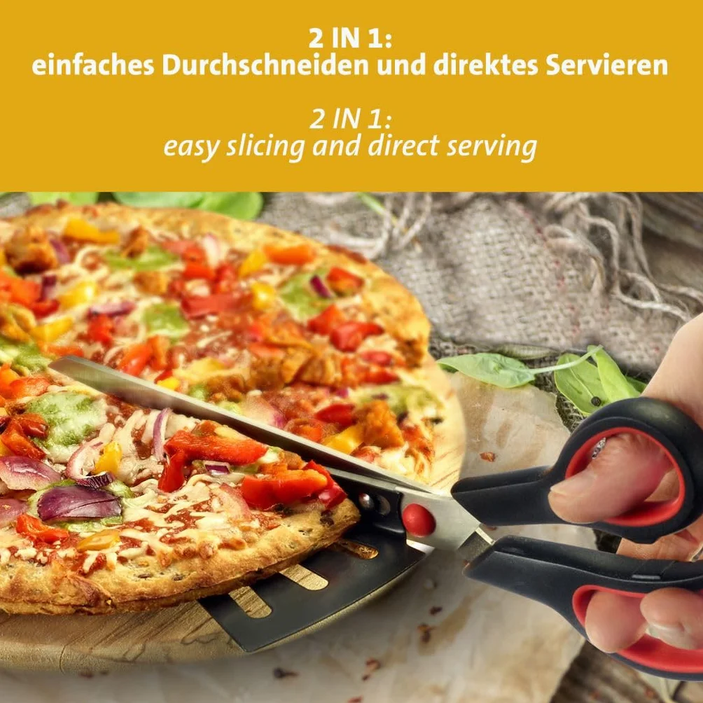 Westmark Krajalnica do pizzy Antonio – nożyczki do pizzy i podnośnik do pizzy, fajny gadżet kuchenny, idealny do pizzy lub tarte flambée – bez BPA, stal nierdzewna