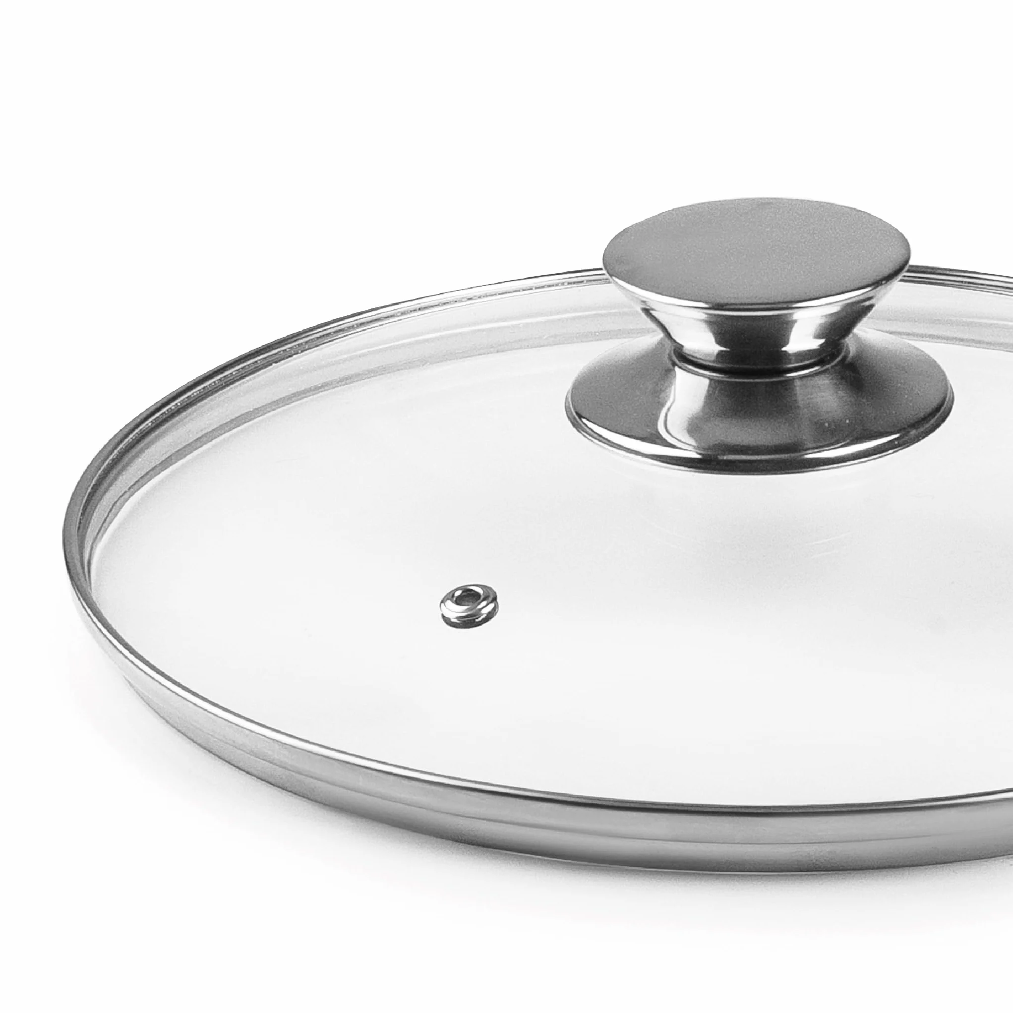 Ibili, 971630, szklana pokrywka z uchwytem ze stali nierdzewnej, 30 cm