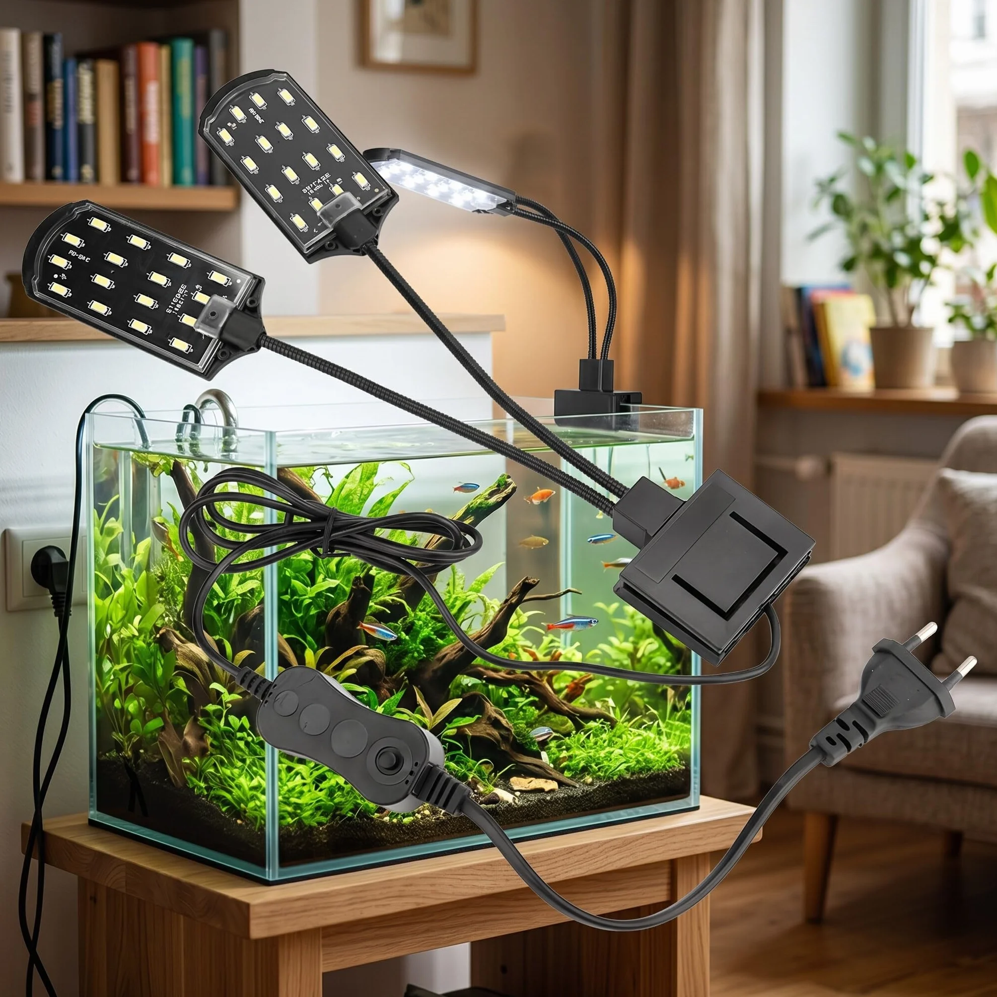 LED Lampa do Akwarium Roślinowego 15W, Oświetlenie dla Roślin Akwariowych z Mocowaniem na Klips
