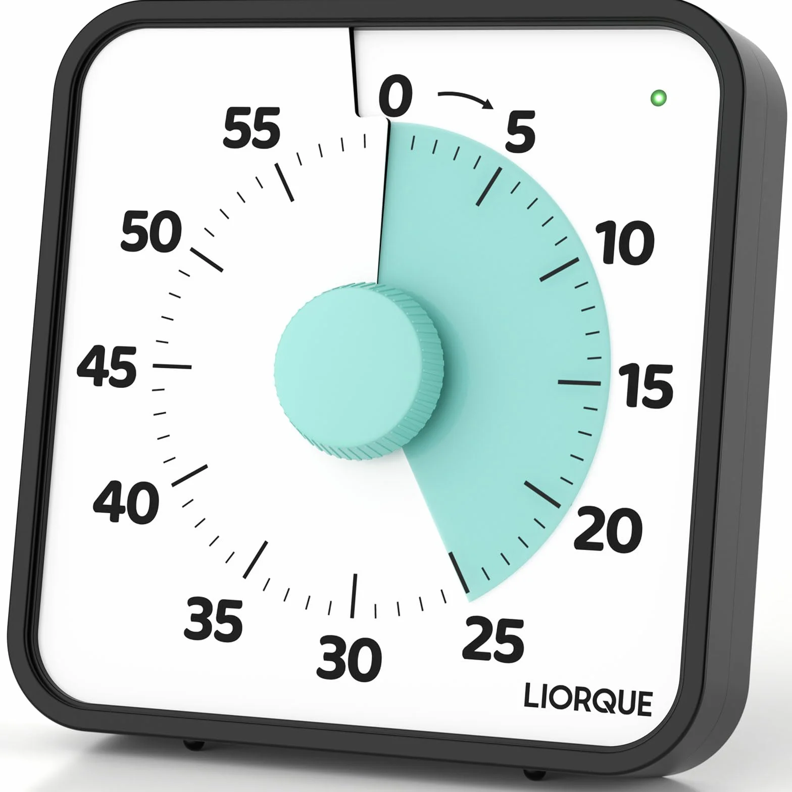 LIORQUE 19 cm, wizualny timer, 60 minut, minutnik, z dużym ekranem, dla dzieci i dorosłych, cichy, krótkoterminarz, do kuchni, szkoły, biura, w zestawie bateria (cyjan)