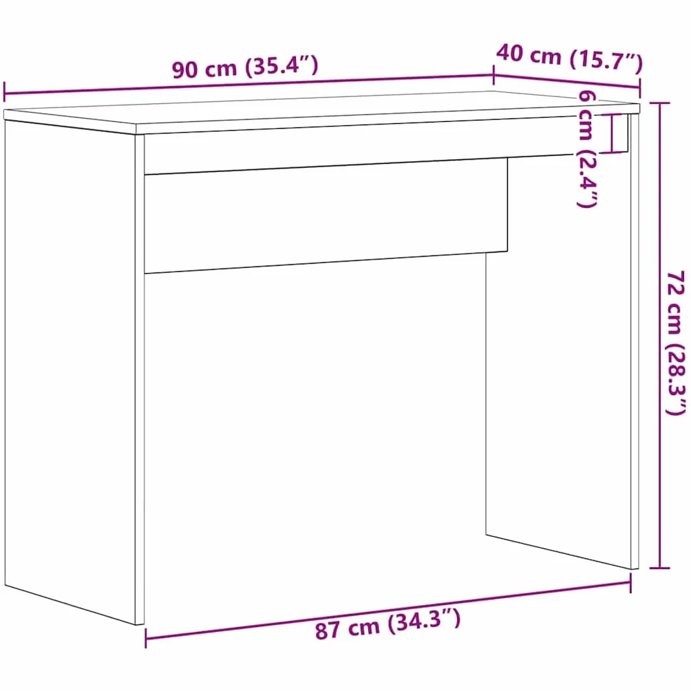 Biurko, czarny dąb, materiał drewnopochodny, 90 x 40 x 72 cm, kompaktowy stół biurowy, idealny do domowego biura, biurka gamingowego, komputera, miejsca pracy i gabinetu