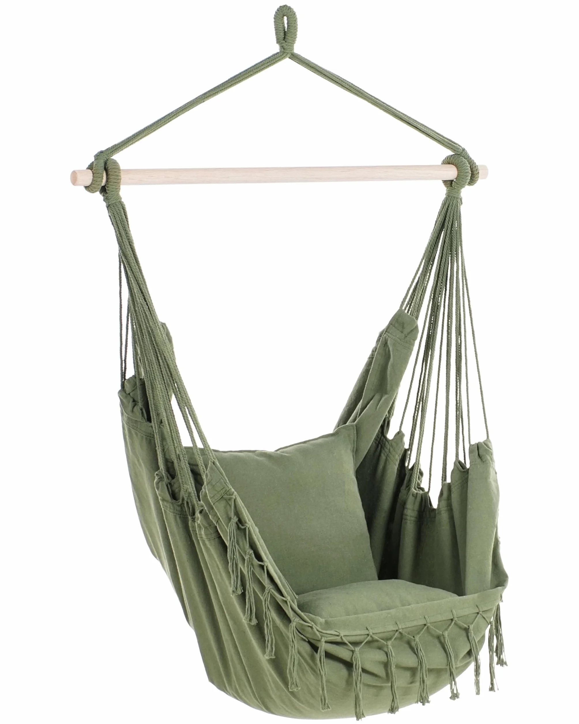 Fotel wiszący hamak krzesło brazylijskie w stylu boho huśtawka zielony Bonea