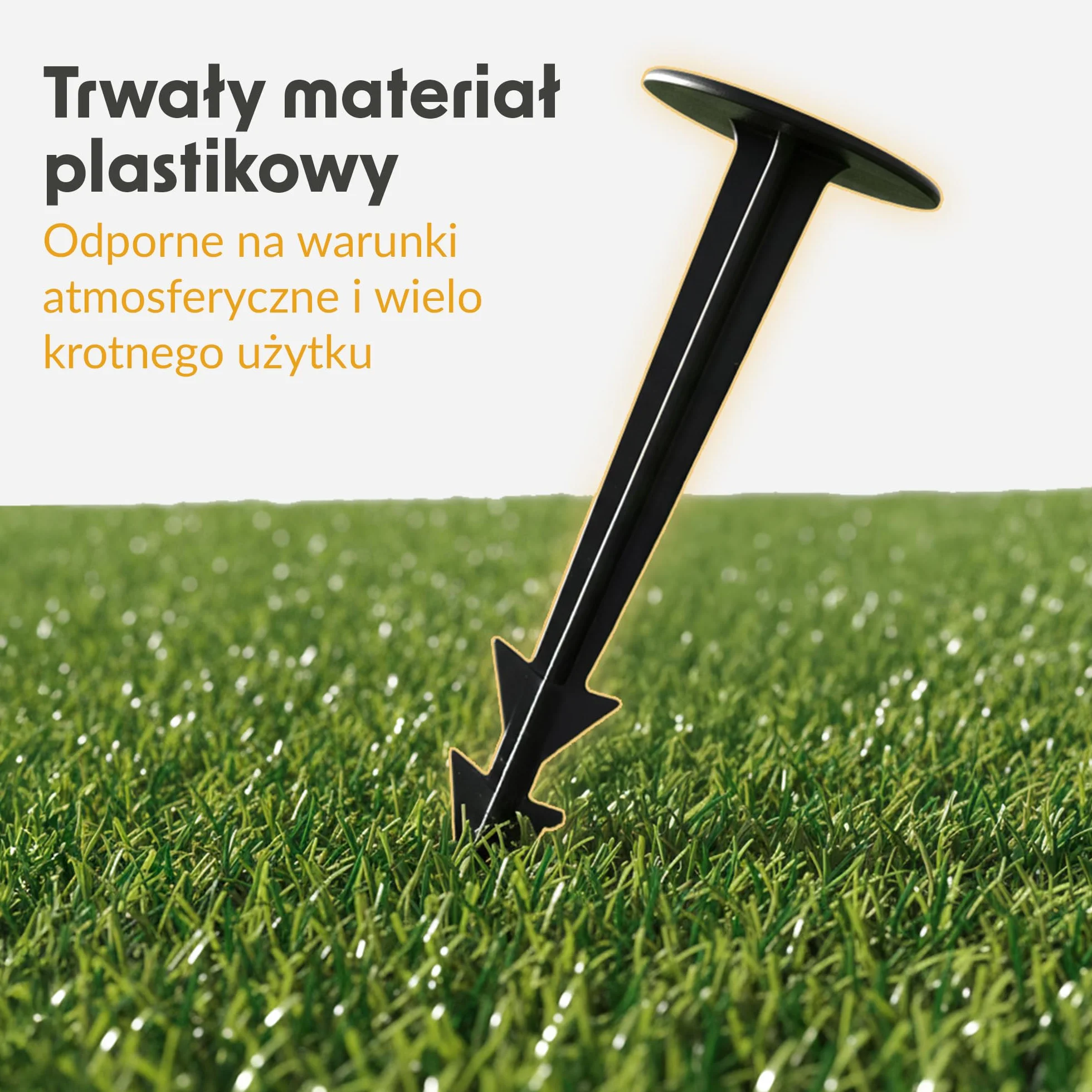 Kotwa gruntowa z tworzywa sztucznego, 150 x – śledzie odporne na promieniowanie UV, żebrowana konstrukcja i haczyki, szeroka główka, idealna do włókniny przeciw chwastom, geowłókniny, mulczu