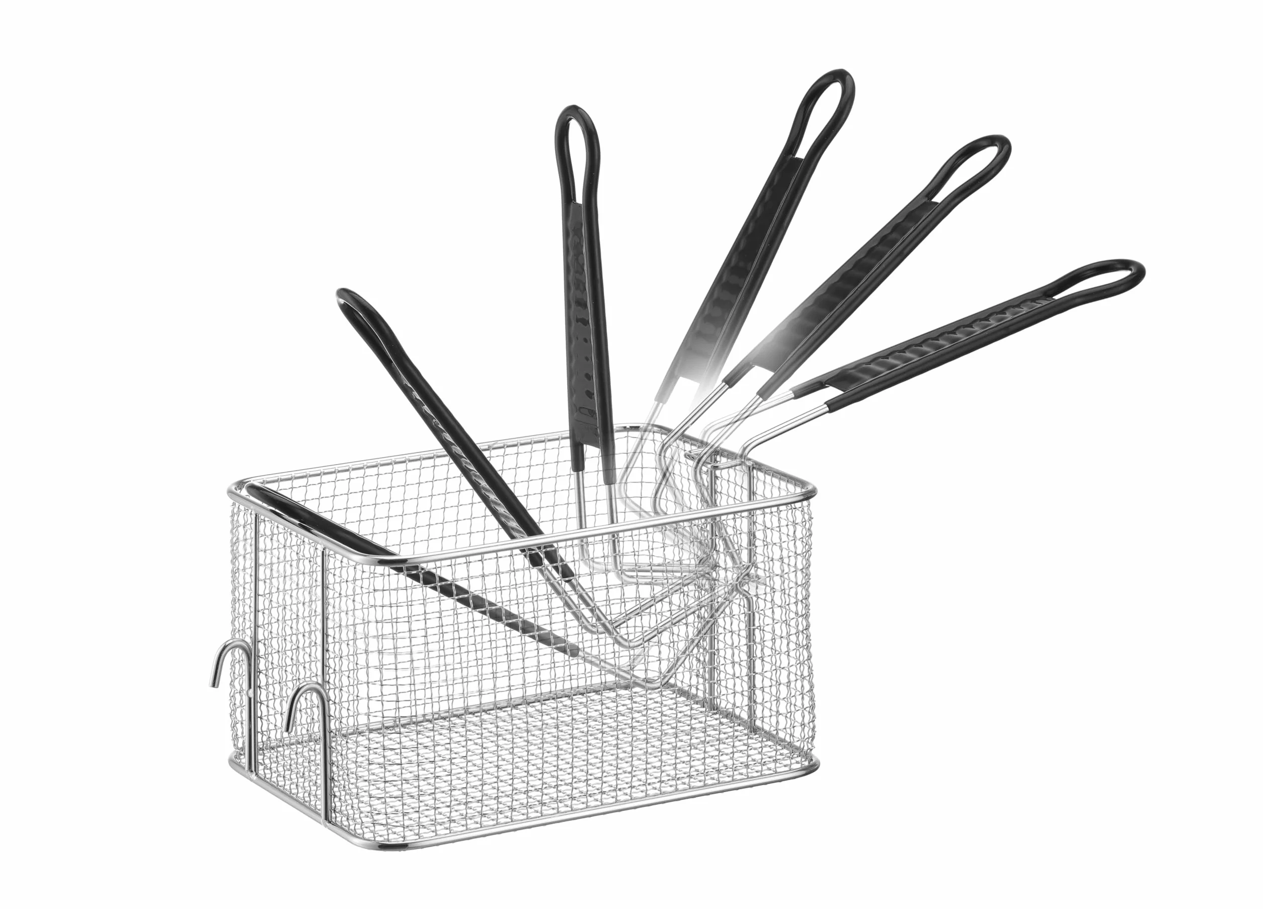 HENDI Kosz do smażenia, do frytkownicy HENDI (205822 i 205839), uchwyt odporny na wysoką temperaturę, długość uchwytu: 225mm, 238x190x(H)140mm, stal nierdzewna