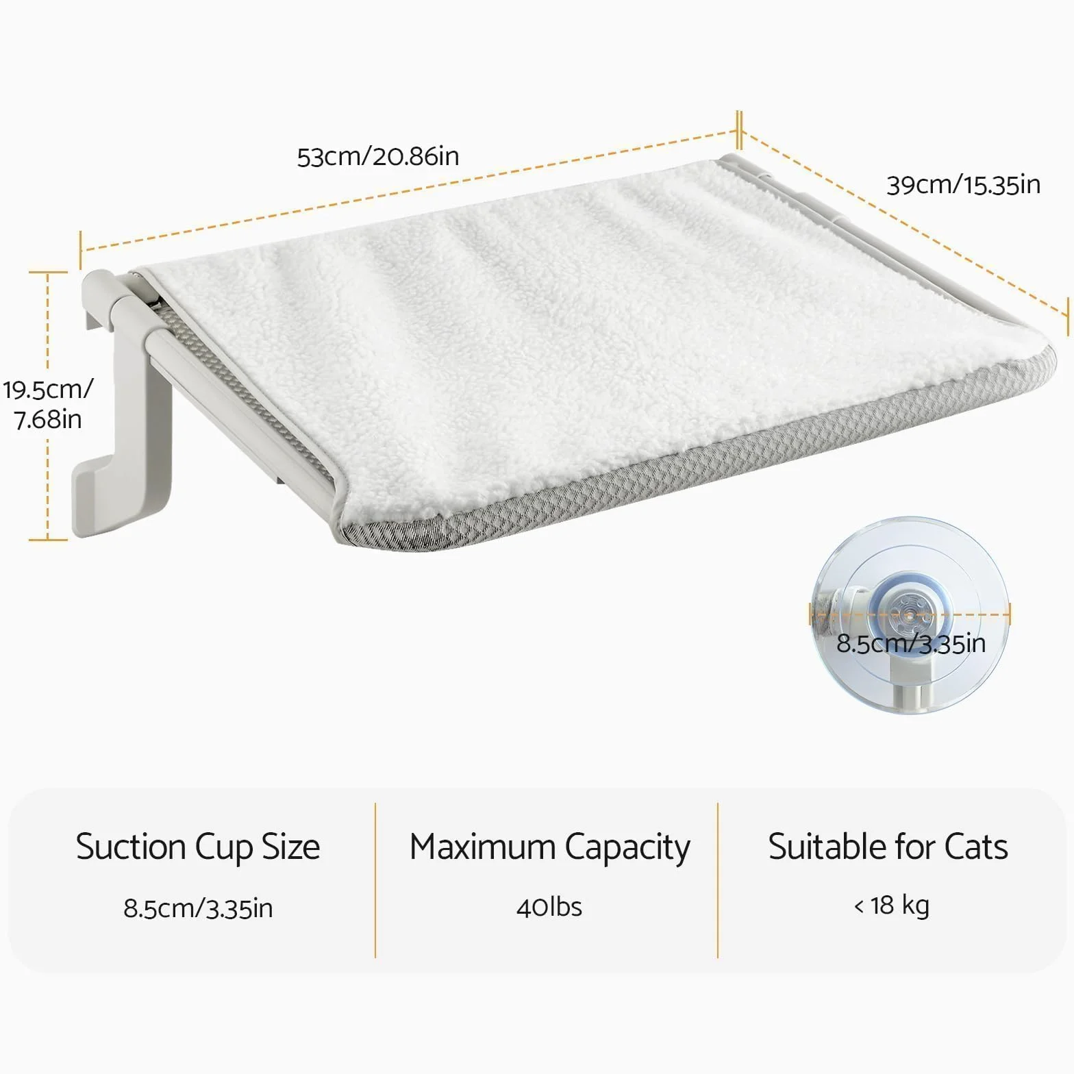 Hamak dla kota z stali nierdzewnej, mesh window cat hammock, 4 przyssawki, 18 kg
