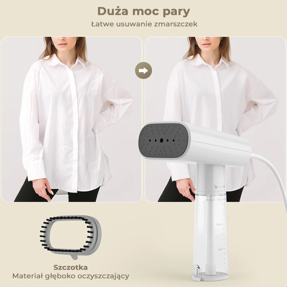 Parowy pras do Repasowania 1000W, Przenośny Hand-Steamer z 150-ml Zbiornikiem, Pełny Energi, Usuwa Fałdy Szybko, 1,8 m Drut, Idealny dla Domu i Podróży