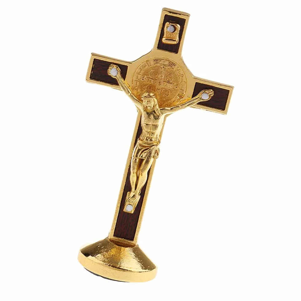 POFET - Statua ukrzycyfiksu Jezusa Chrystusa na krzyżu do samochodu, domu, kaplicy, złota